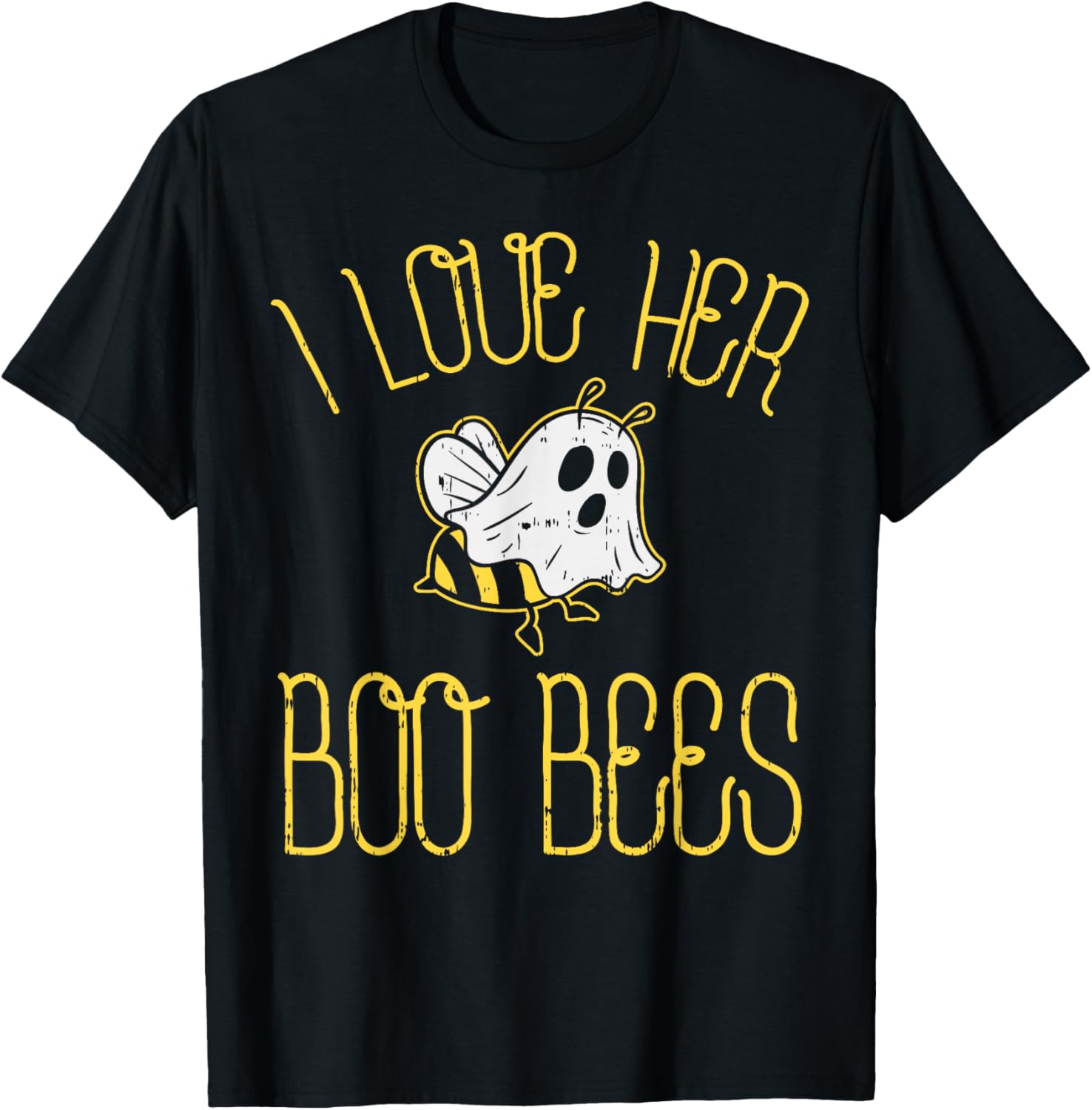 Cute I Love Her Boo Bees Couples Halloween T-Shirt for Adults - 1