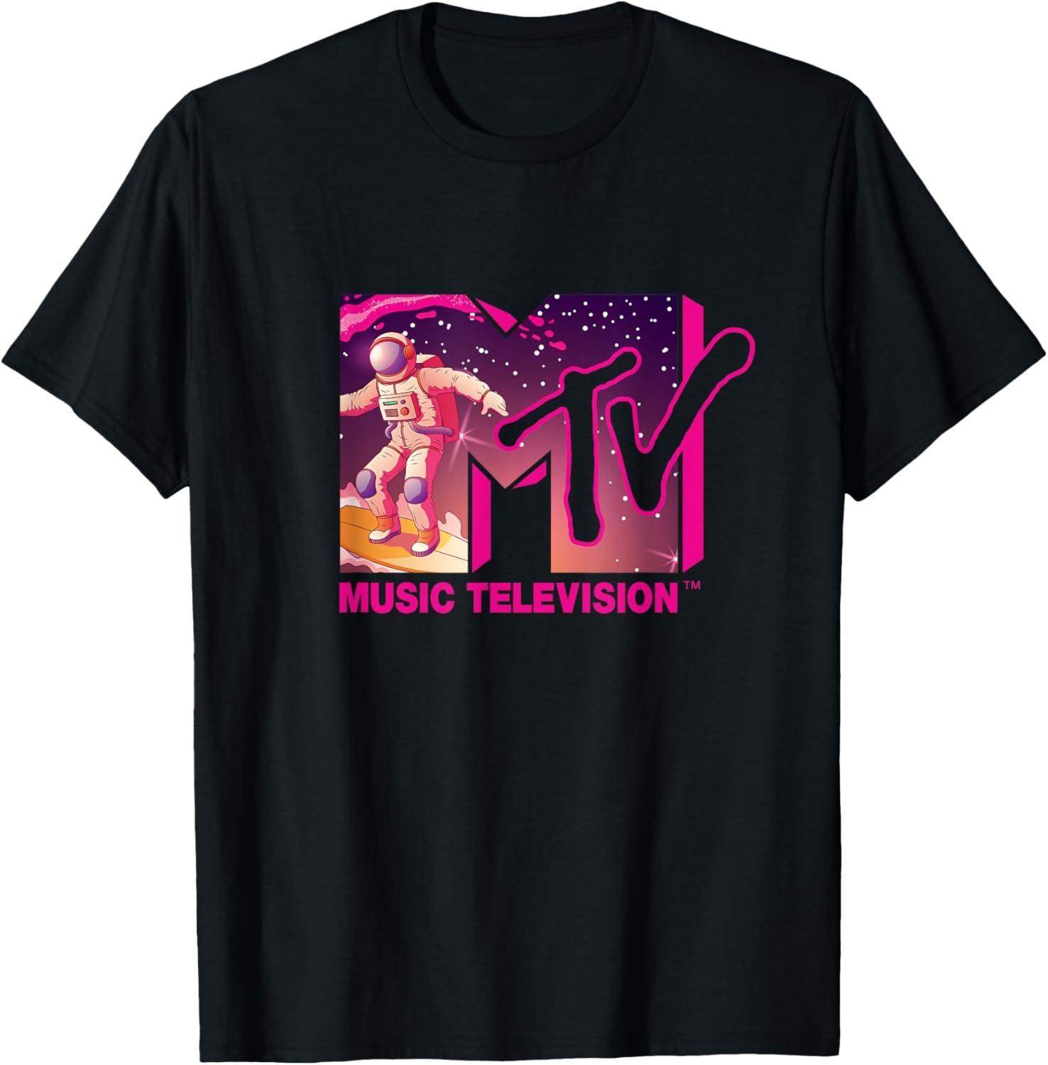 Mademark x MTV Surfing Astronaut Space T-Shirt - Official MTV Logo Tee - 7