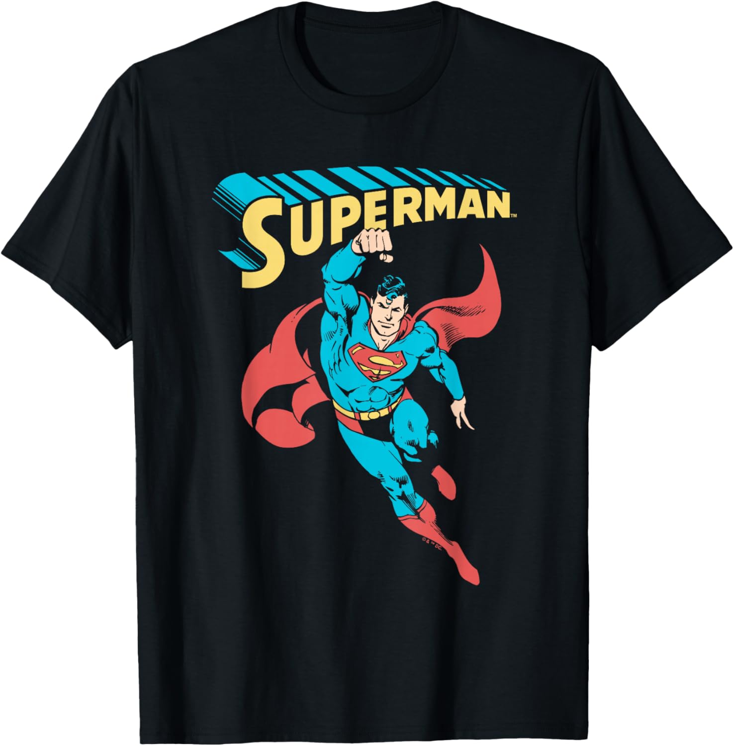 Superman Superhero V-Neck T-Shirt for Adults and Kids - Black, Classic Fit - 4
