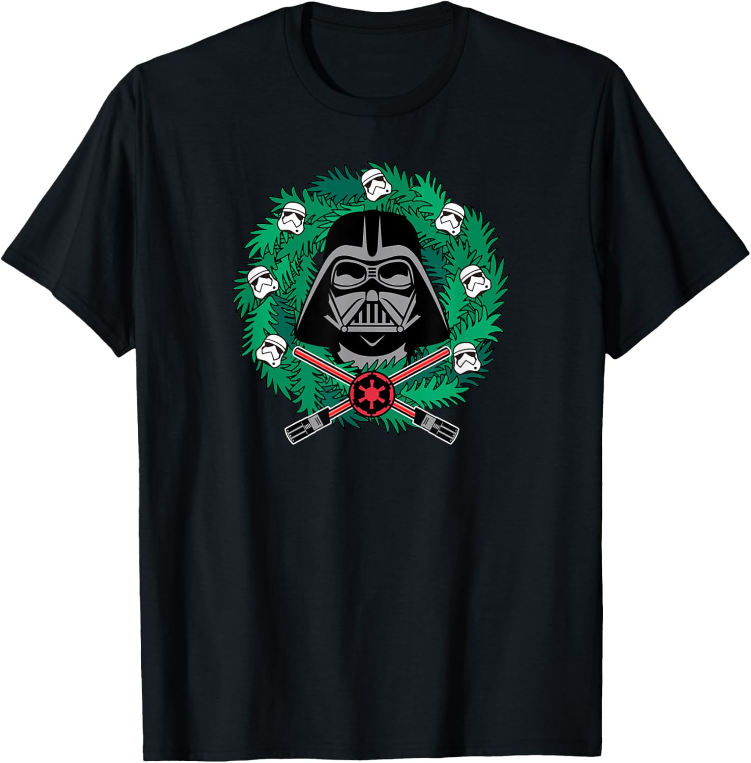 Amazon Essentials Men's Darth Vader Wreath T-Shirt for Christmas Fun - 5