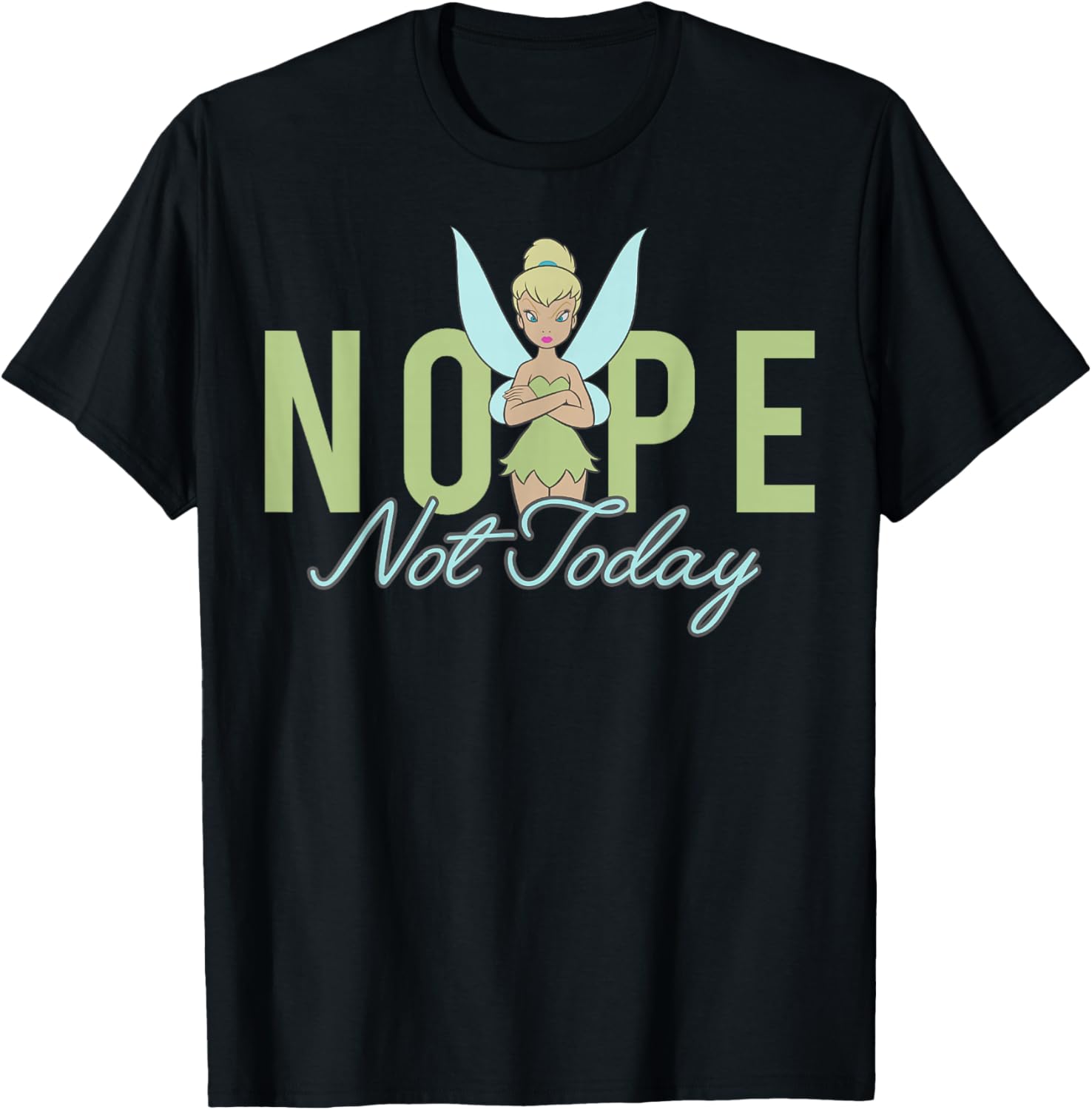 Disney Peter Pan Tinker Bell Nope Not Today Short Sleeve T-Shirt for Women - 2