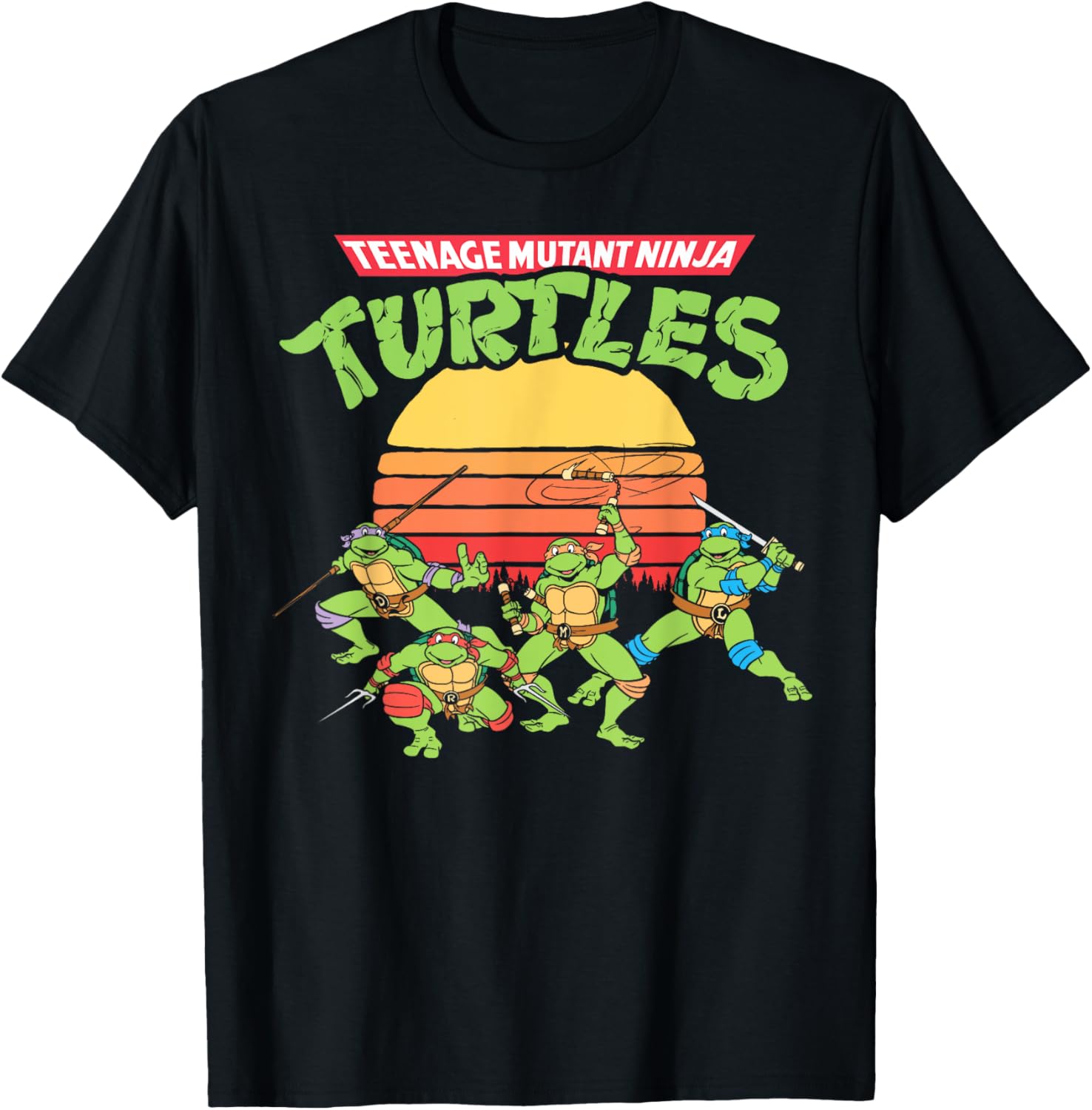 Mademark Teenage Mutant Ninja Turtles Retro Logo Eighties Sunset T-Shirt - 10