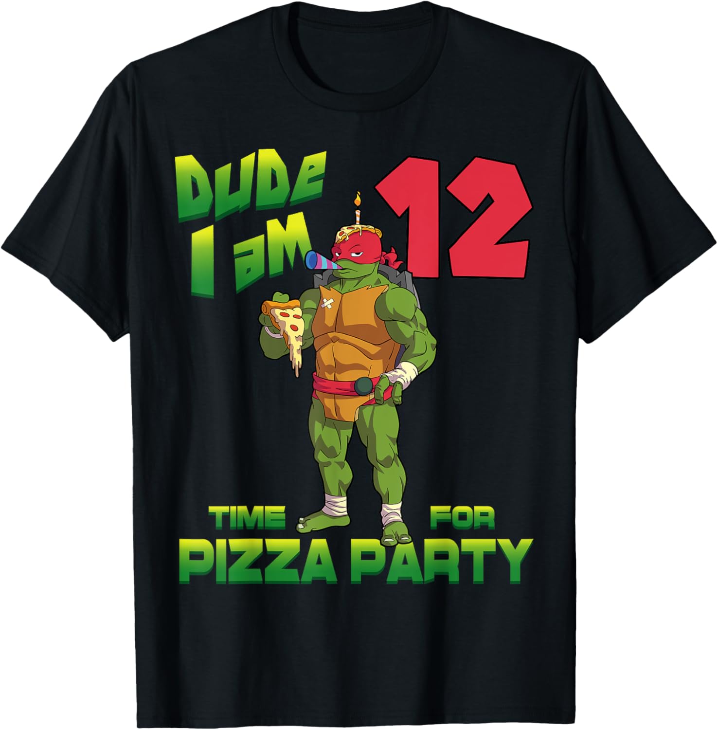 Mademark Teenage Mutant Ninja Turtles Raphael Pizza Birthday Tee for Kids - 8