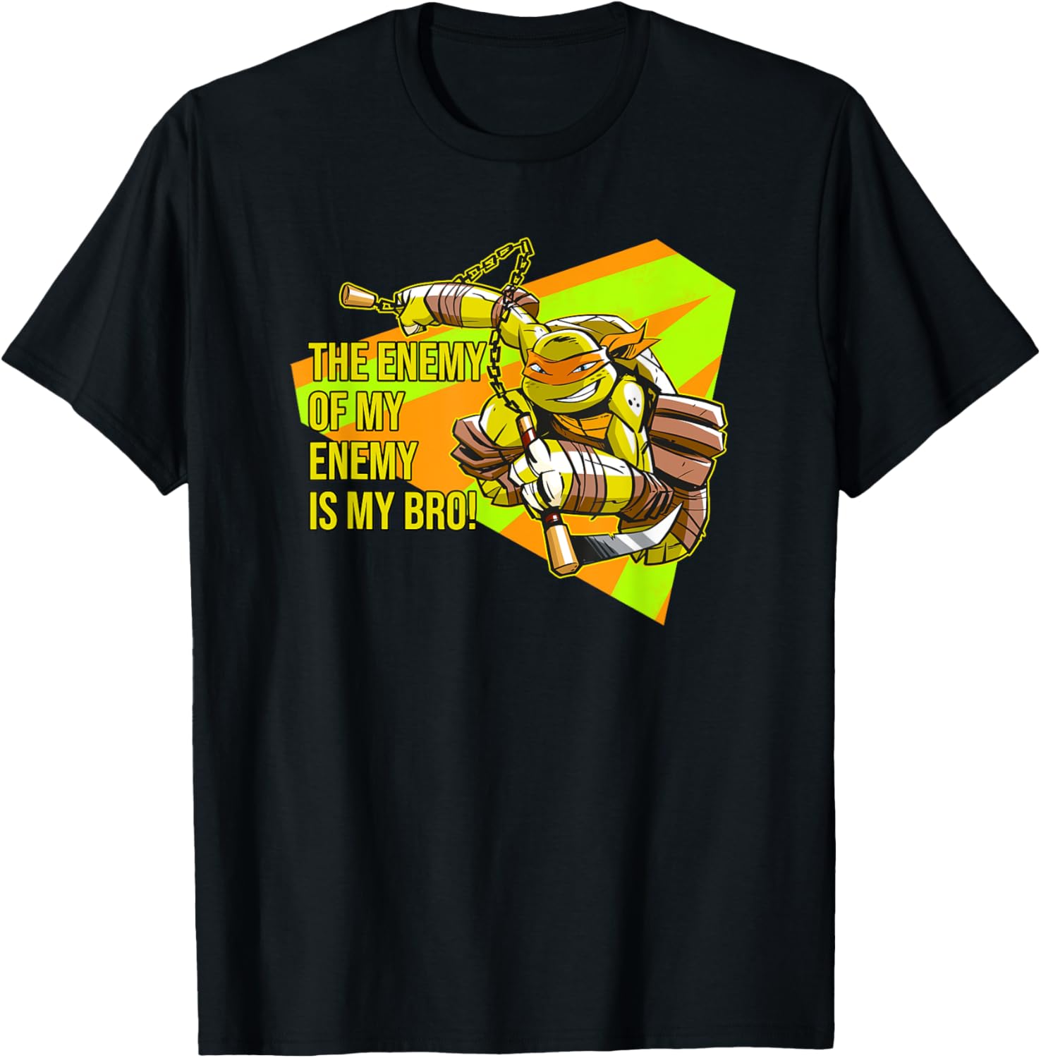 Mademark Michelangelo TMNT T-Shirt The Enemy of My Enemy is My Bro - 5