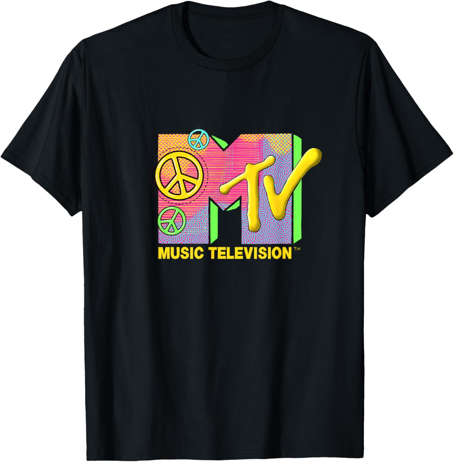 Mademark x MTV Peace Love Happiness T-Shirt - Official Logo Apparel - 3