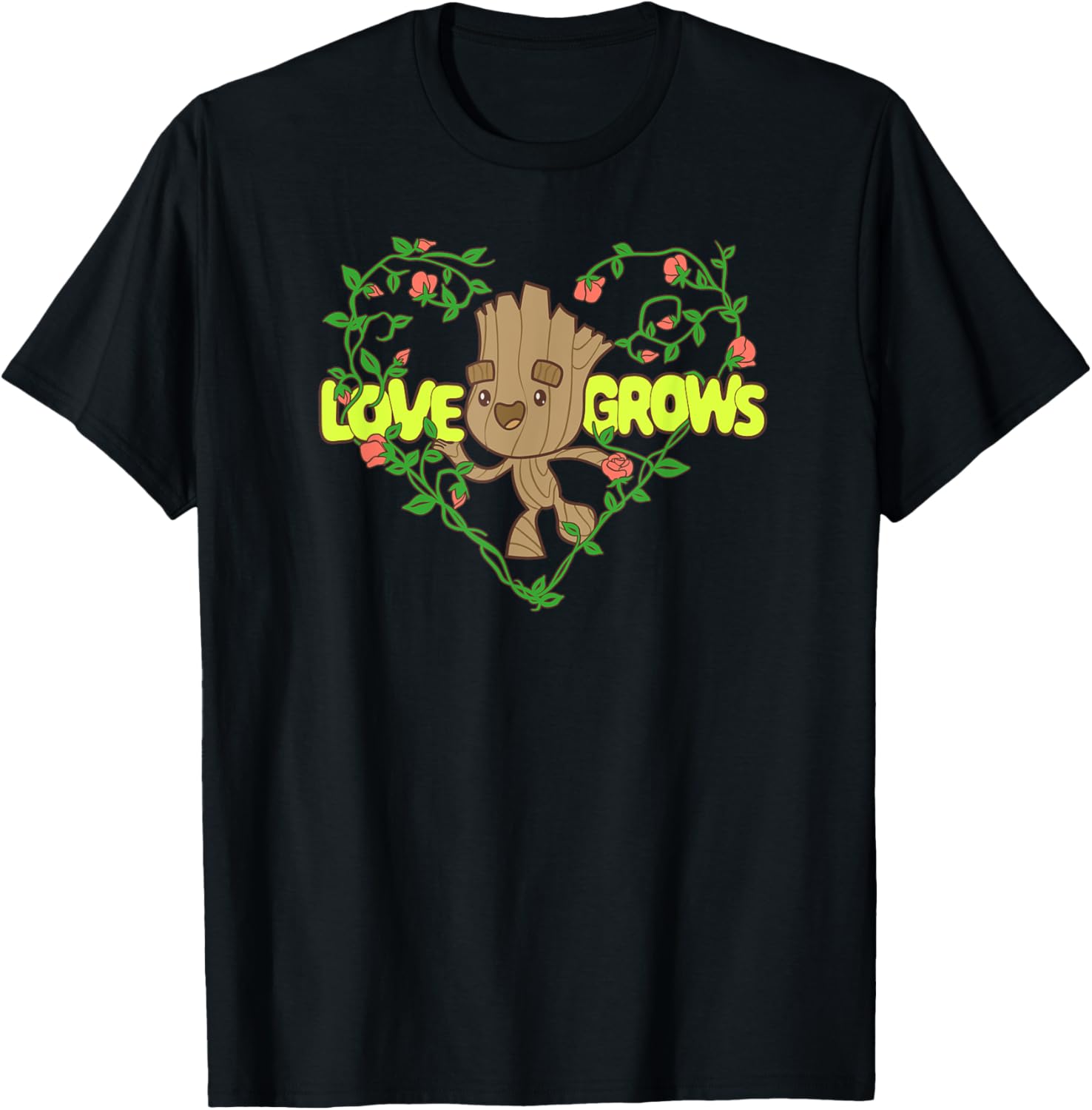 Groot Love Grows Valentine's Heart T-Shirt for Marvel Fans and Couples - 6