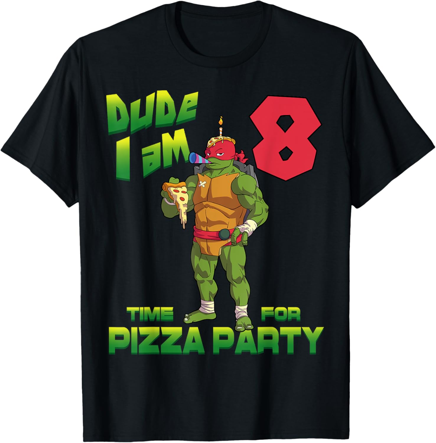 TMNT Raphael Pizza Party T-Shirt for Kids - Perfect Birthday Gift! - 25