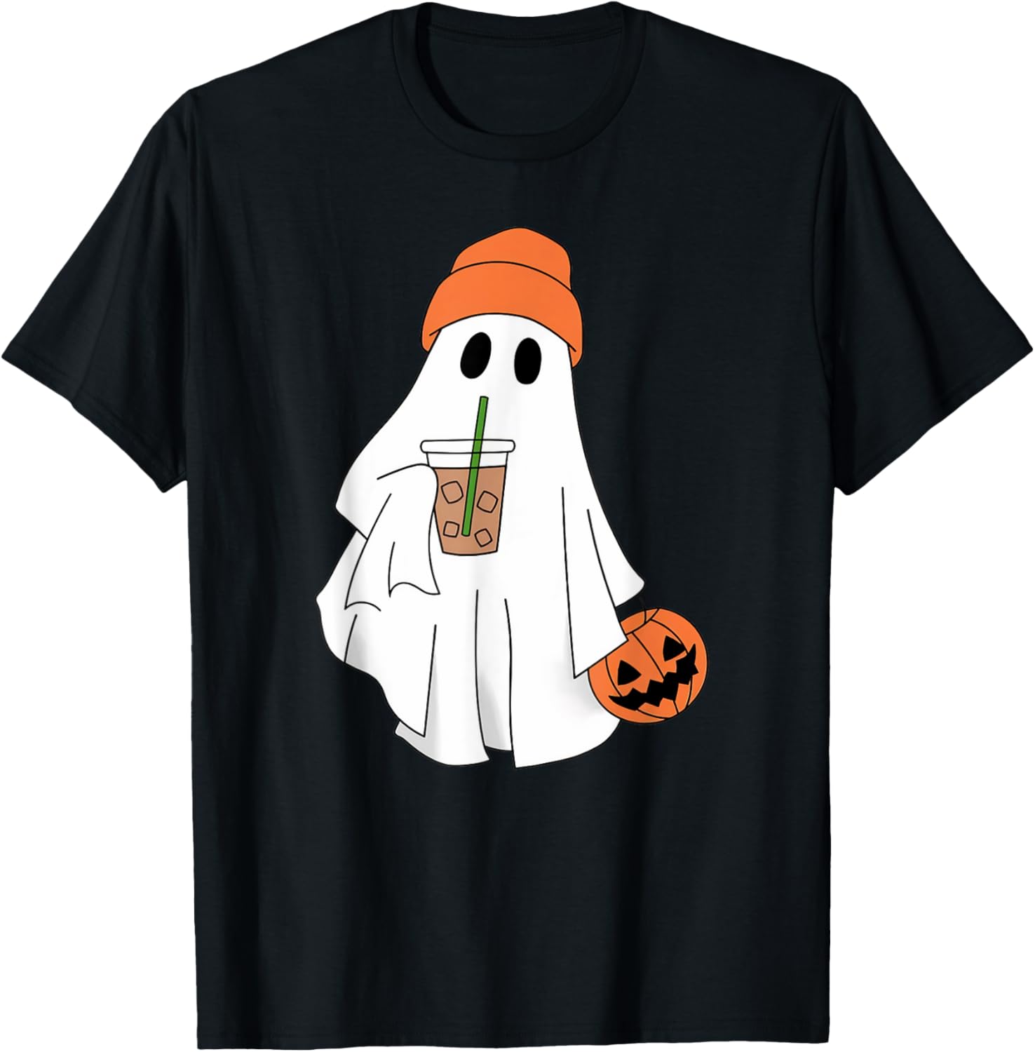 Halloween Ghost Drinking Coffee T-Shirt for Men and Women - 2
