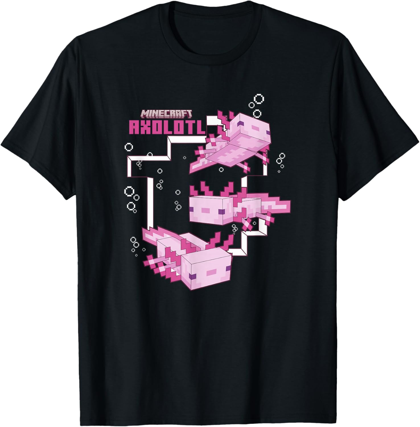 Cute Minecraft Pink Axolotl Pond T-Shirt for Kids and Adults - 14