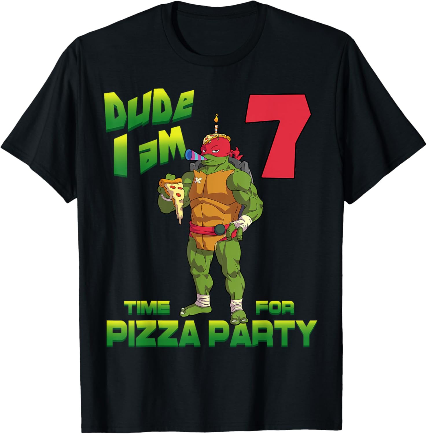 Mademark TMNT Raphael Pizza Party T-Shirt for 7 Year Olds - 2
