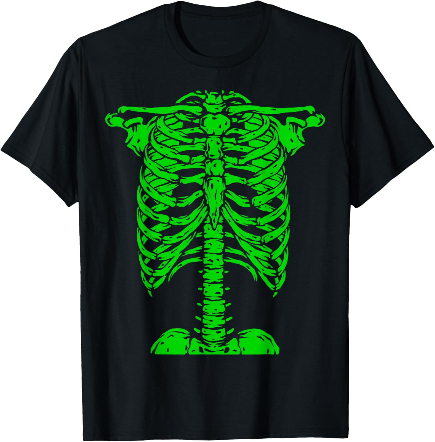 Skeleton Green Rib Cage X-Ray T-Shirt for Halloween Fun and Style - 4