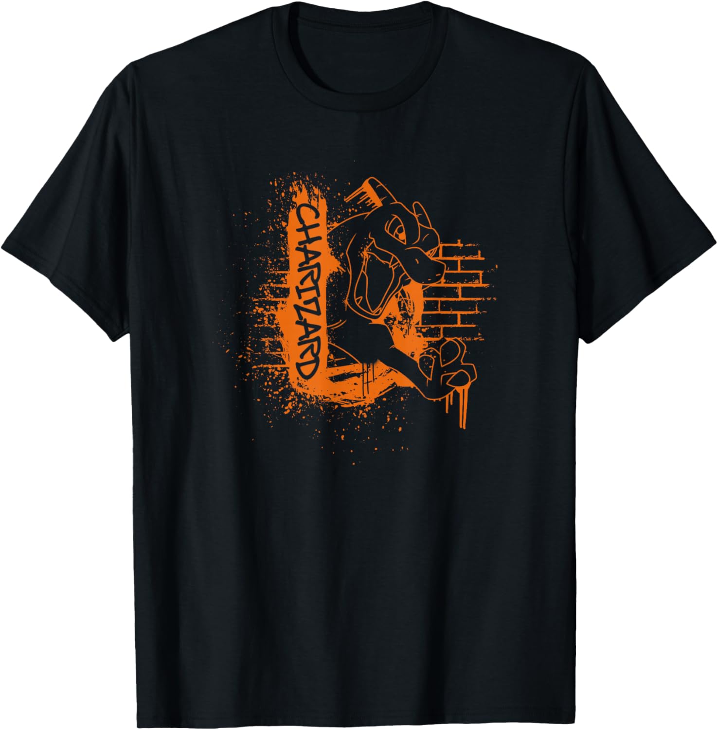 Charizard Orange Street Art T-Shirt - Cool Graffiti Style Apparel - 1