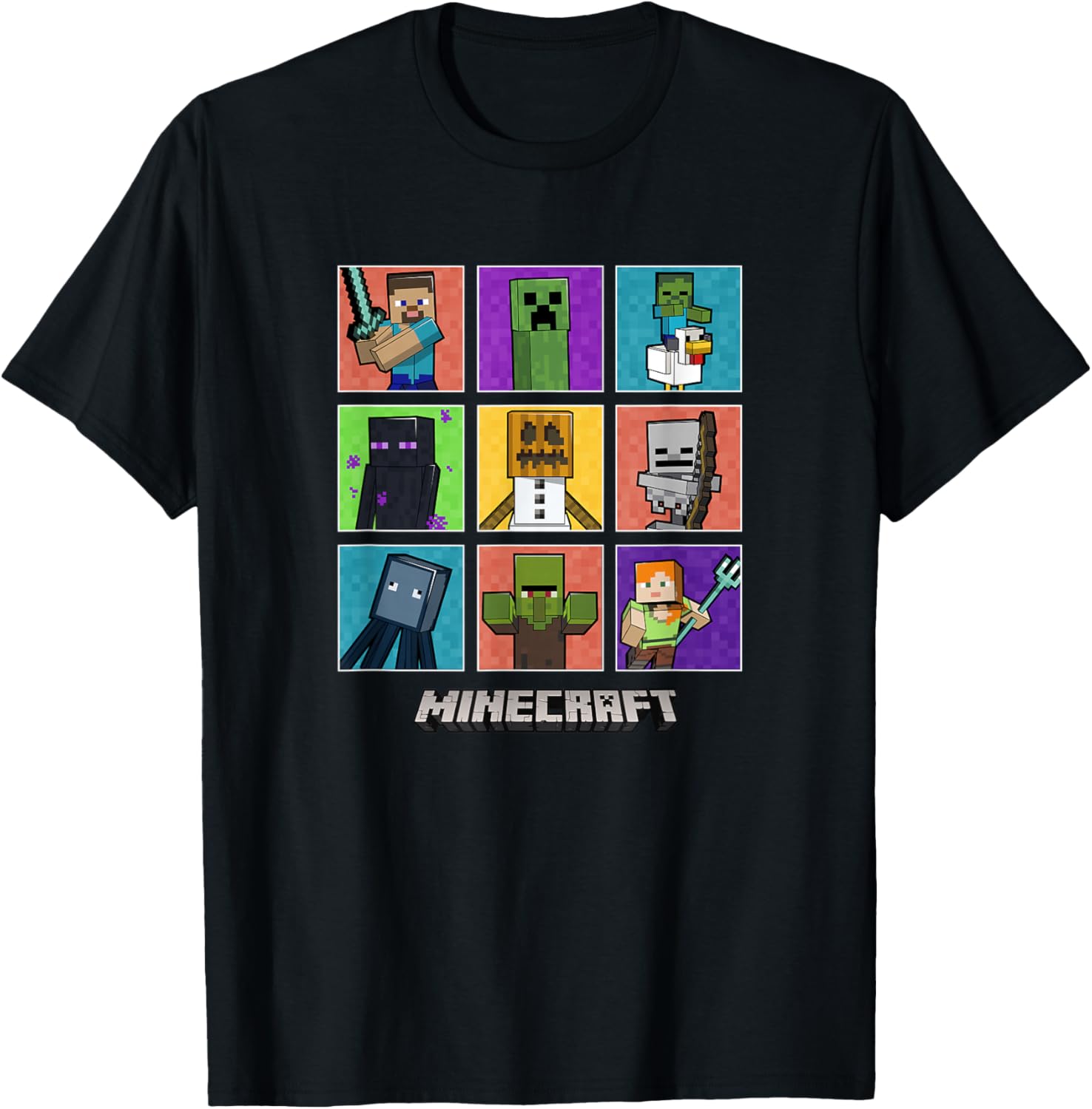 Minecraft Group Shot Colored Box Up T-Shirt for Fans and Gamers - 7