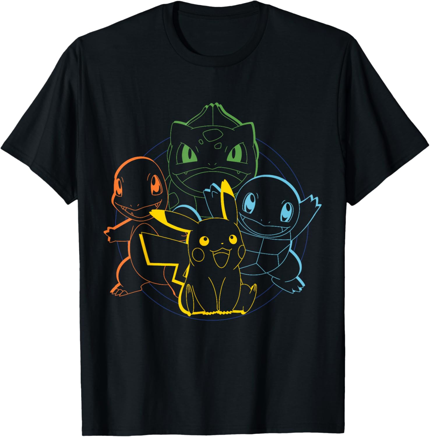 Kanto Circle T-Shirt featuring Pikachu, Charmander, Bulbasaur, Squirtle - 1