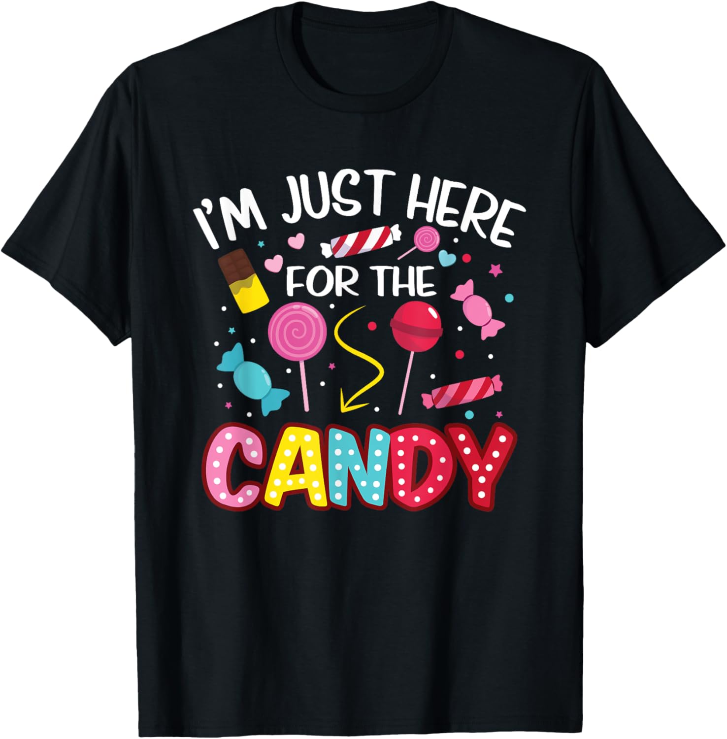 Cute I'm Just Here For The Candy Lollipop Halloween T-Shirt for Kids - 2