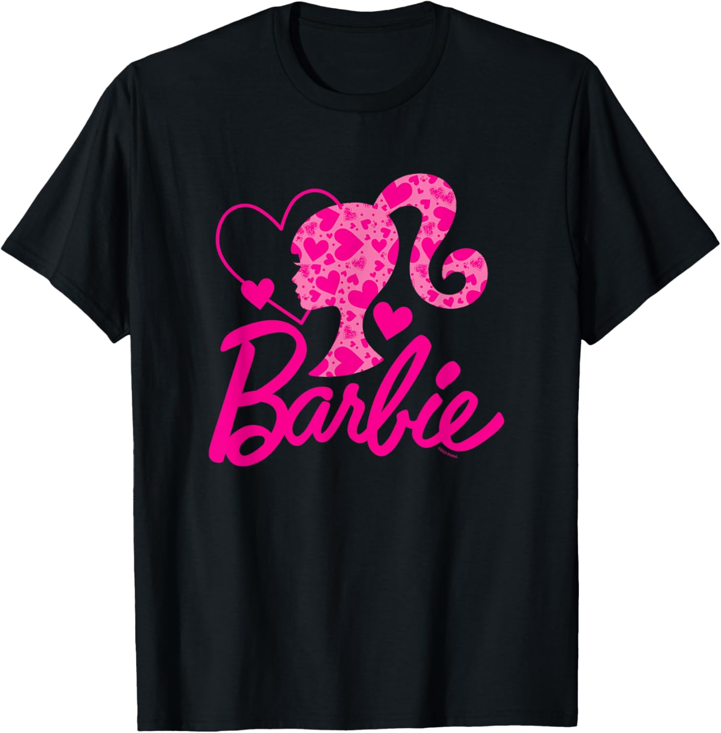 Barbie Black Heart Logo Crew Neck T-Shirt Cotton Blend Short Sleeve - 9
