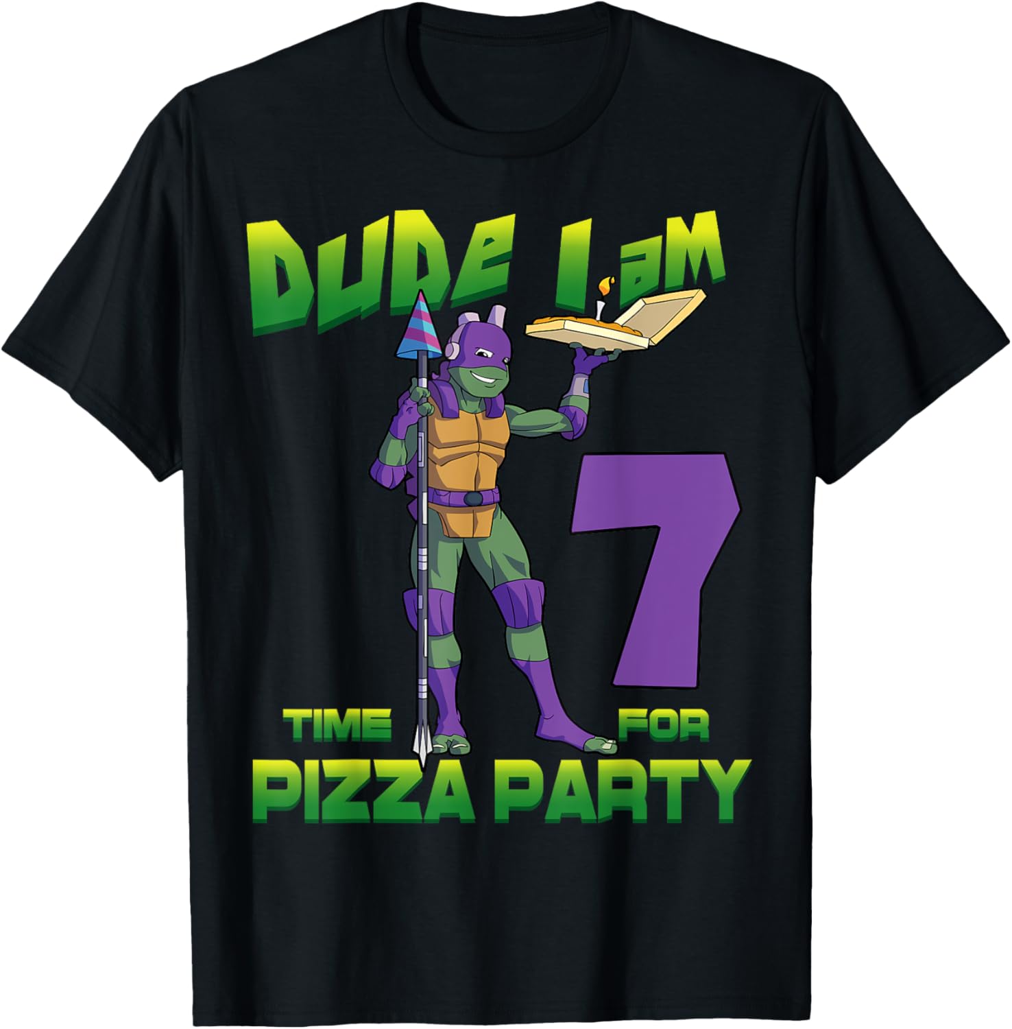 Cool TMNT Donatello Pizza Birthday Party T-Shirt for 7 Year Old Boys - 22