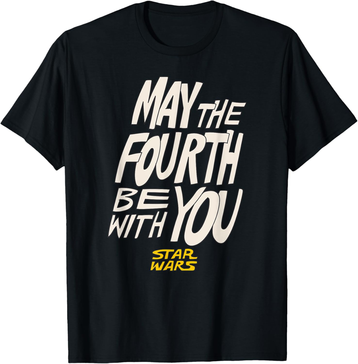 Men's Black May the Fourth T-Shirt with Hand-Drawn Design, Small - 3