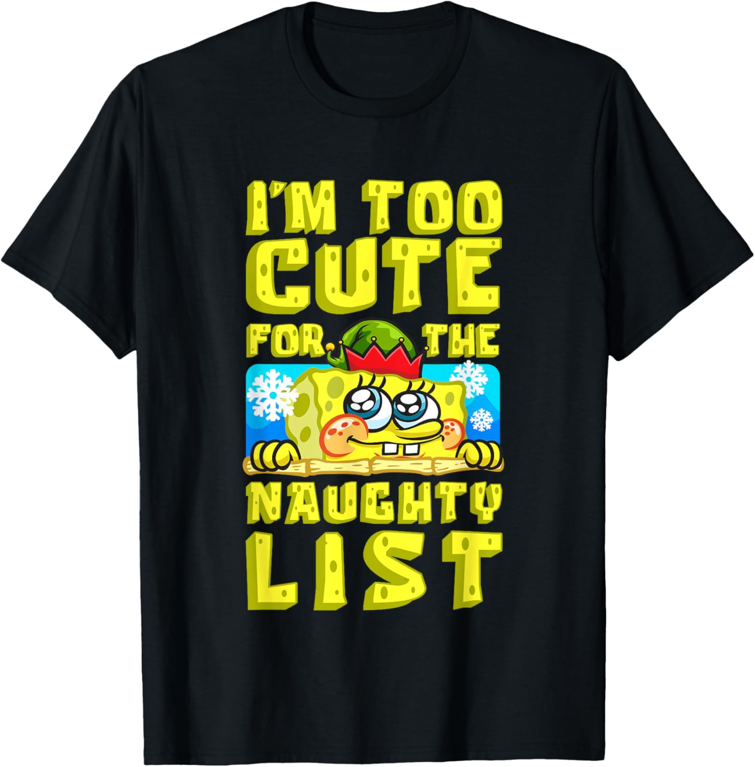 SpongeBob Christmas I'm Too Cute for the Naughty List T-Shirt Gift - 16