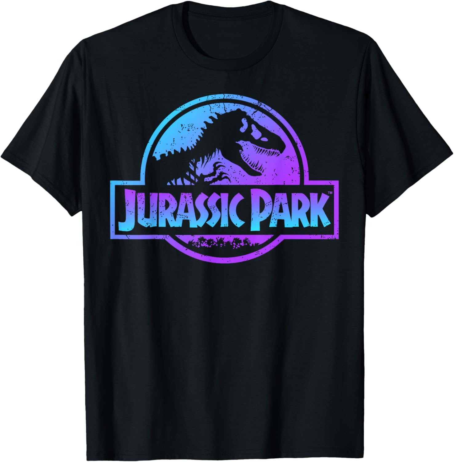 Jurassic Park Blue and Purple Fossil Logo Graphic T-Shirt for Fans - 9