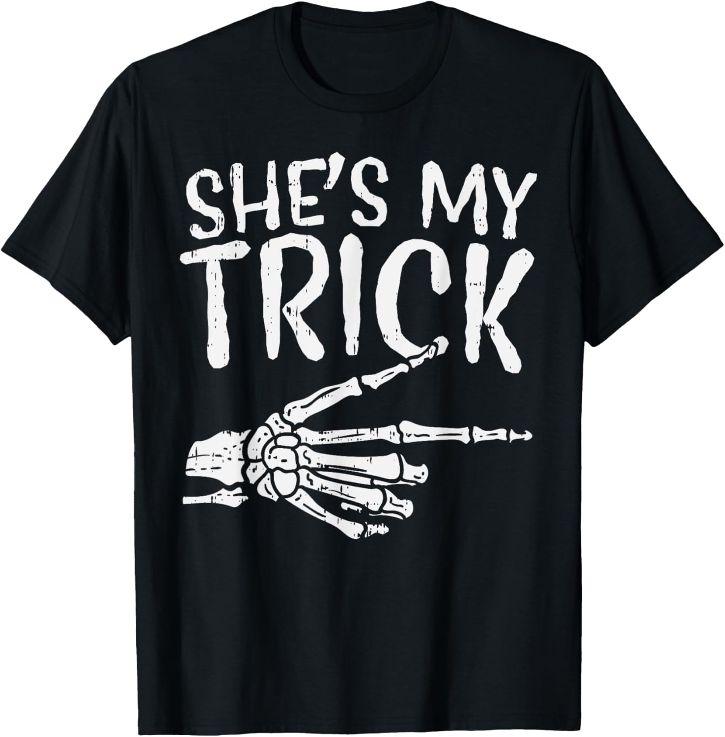 Cute Boyfriend T-Shirt for Matching Halloween Costume - She’s My Trick Design - 19