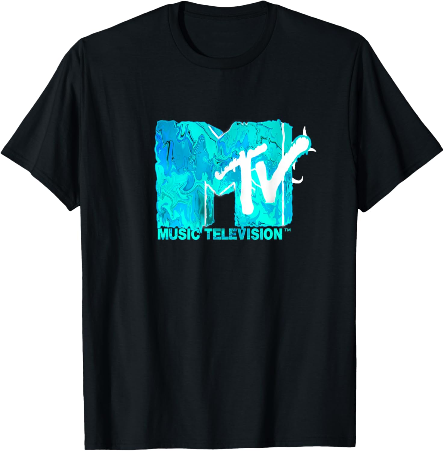 Mademark x MTV Green Blue Liquid Flow Logo T-Shirt for Trendy Style - 3