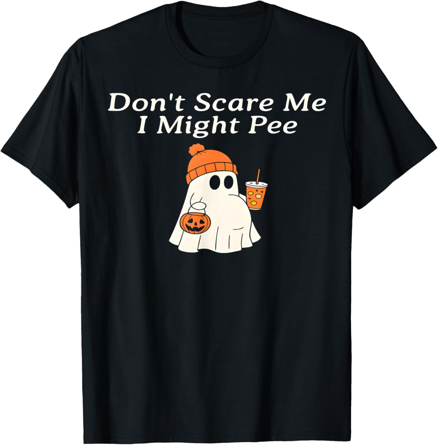 Funny Halloween Pregnant Ghost T-Shirt Don't Scare Me I Might Pee - 1