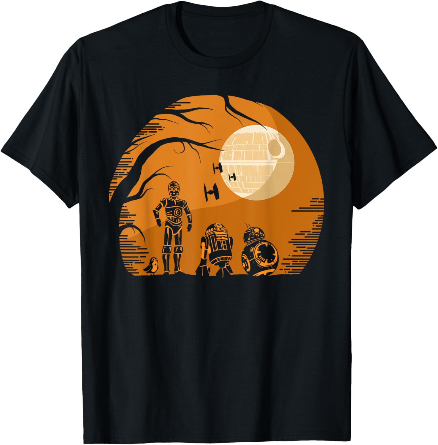 Star Wars Droid Halloween T-Shirt with Death Star Portrait in Orange Hue - 5