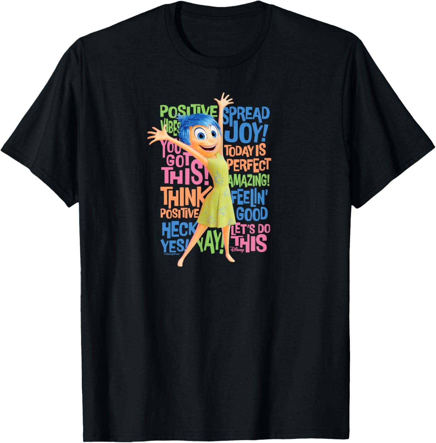 Joy Character Positive Words T-Shirt from Inside Out 2 for All Ages - 5