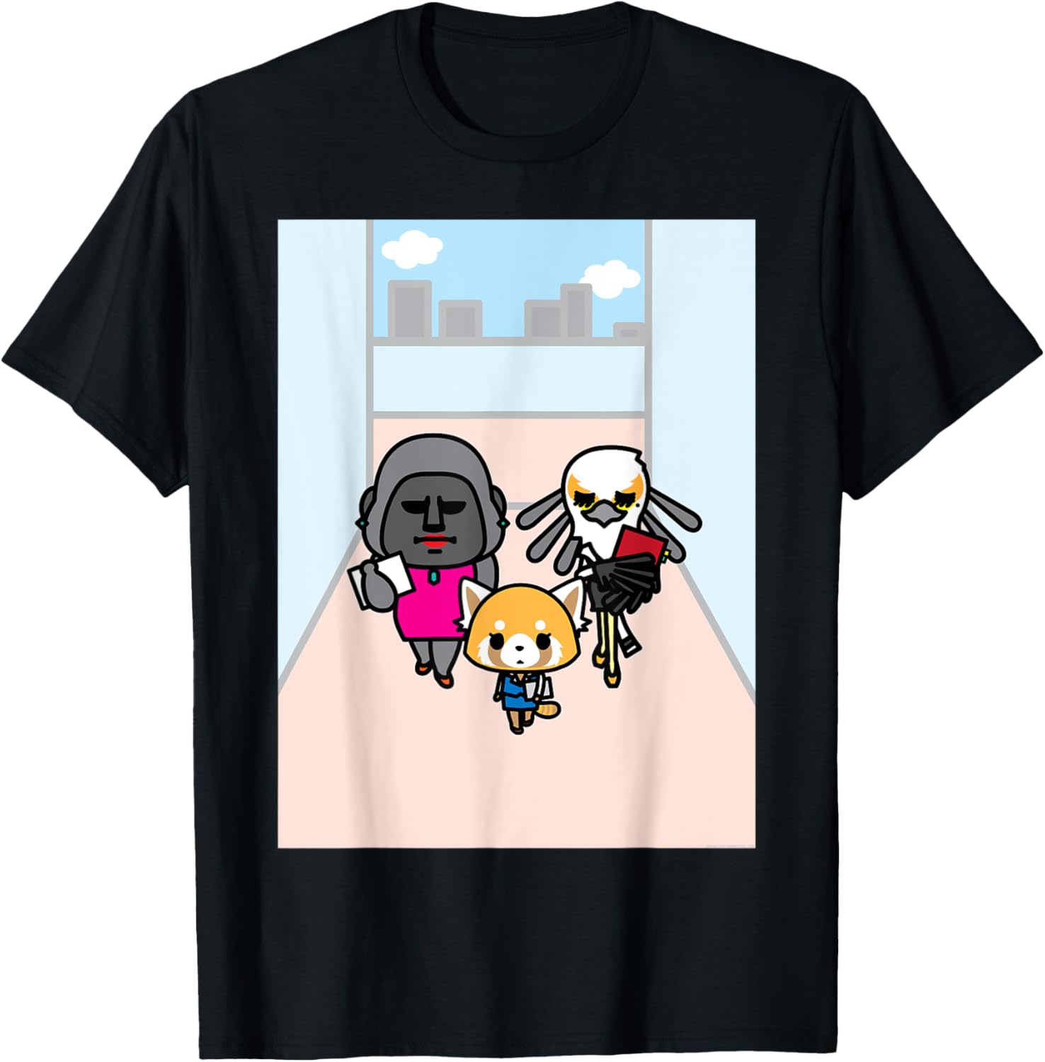 Aggretsuko Office Girl Gang Tee Shirt Fun Graphic T-Shirt for Fans - 7