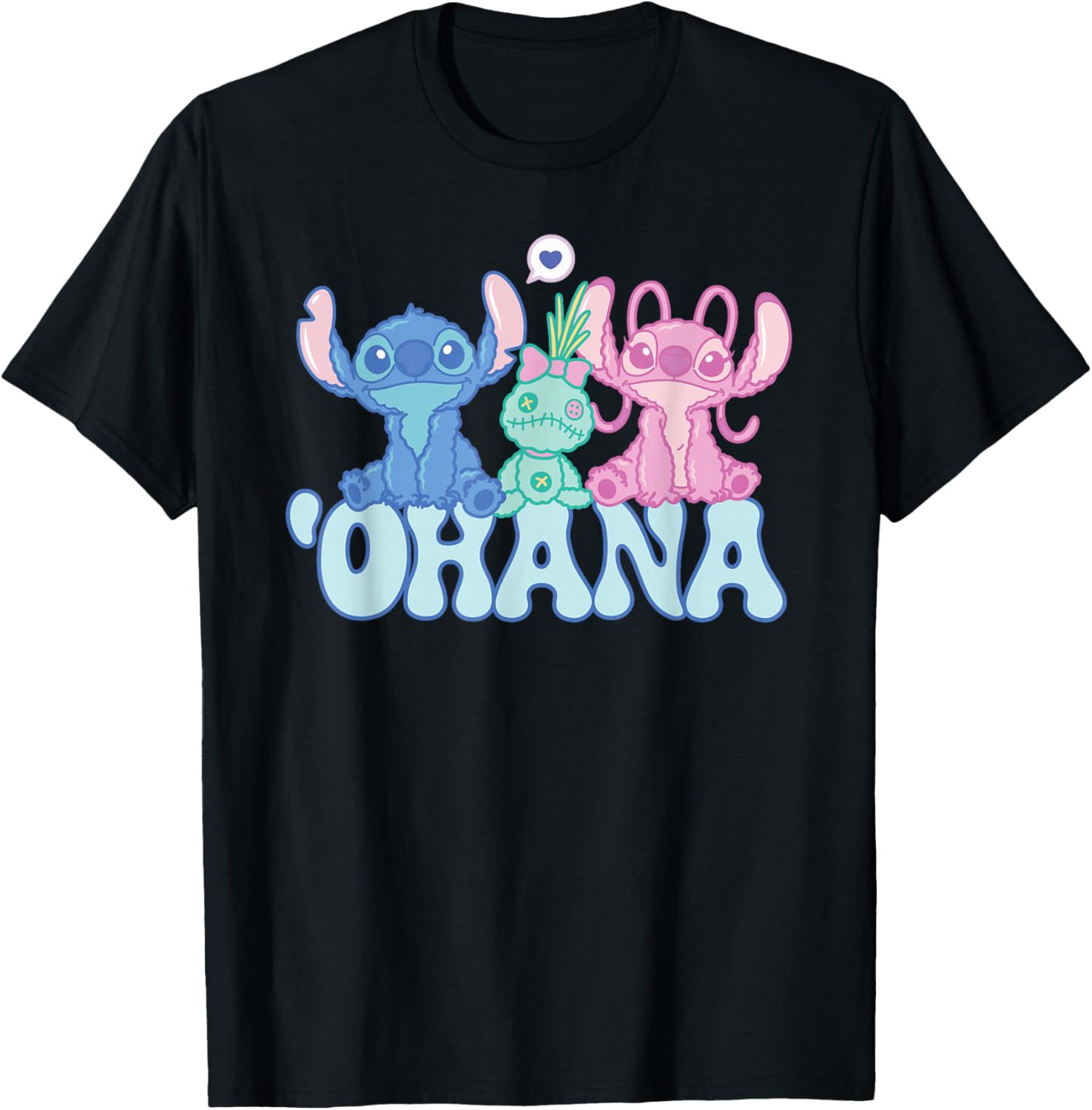 Cute Disney Stitch Ohana T-Shirt with Angel and Scrump for Kids and Adults - 24