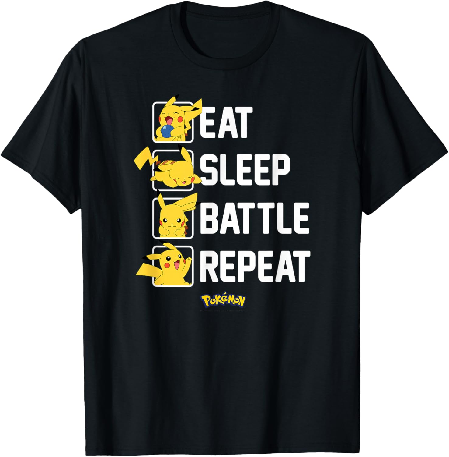 Pikachu Eat Sleep Battle Repeat T-Shirt for Pokémon Fans and Gamers - 13