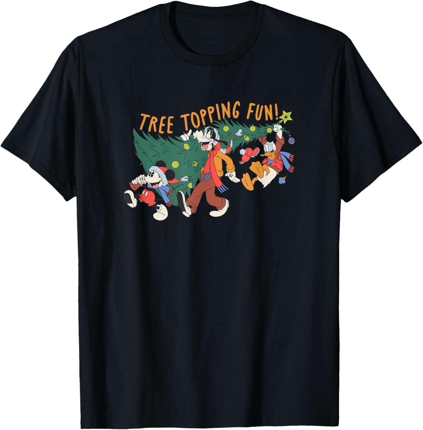 Mickey Mouse Goofy Donald Christmas Tree Topping T-Shirt for Men - 6