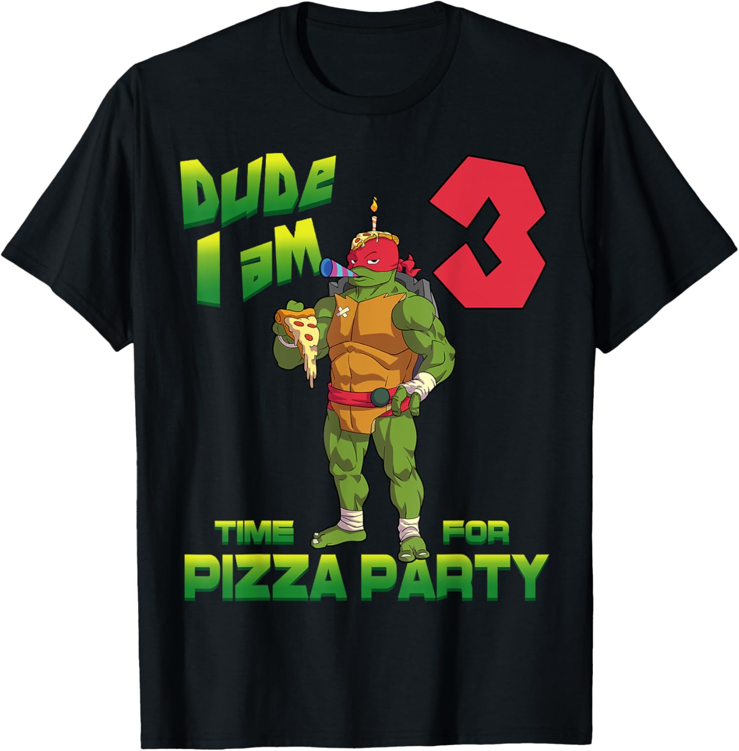 Mademark TMNT Raphael Pizza Birthday T-Shirt for 3 Year Old Kids - 2
