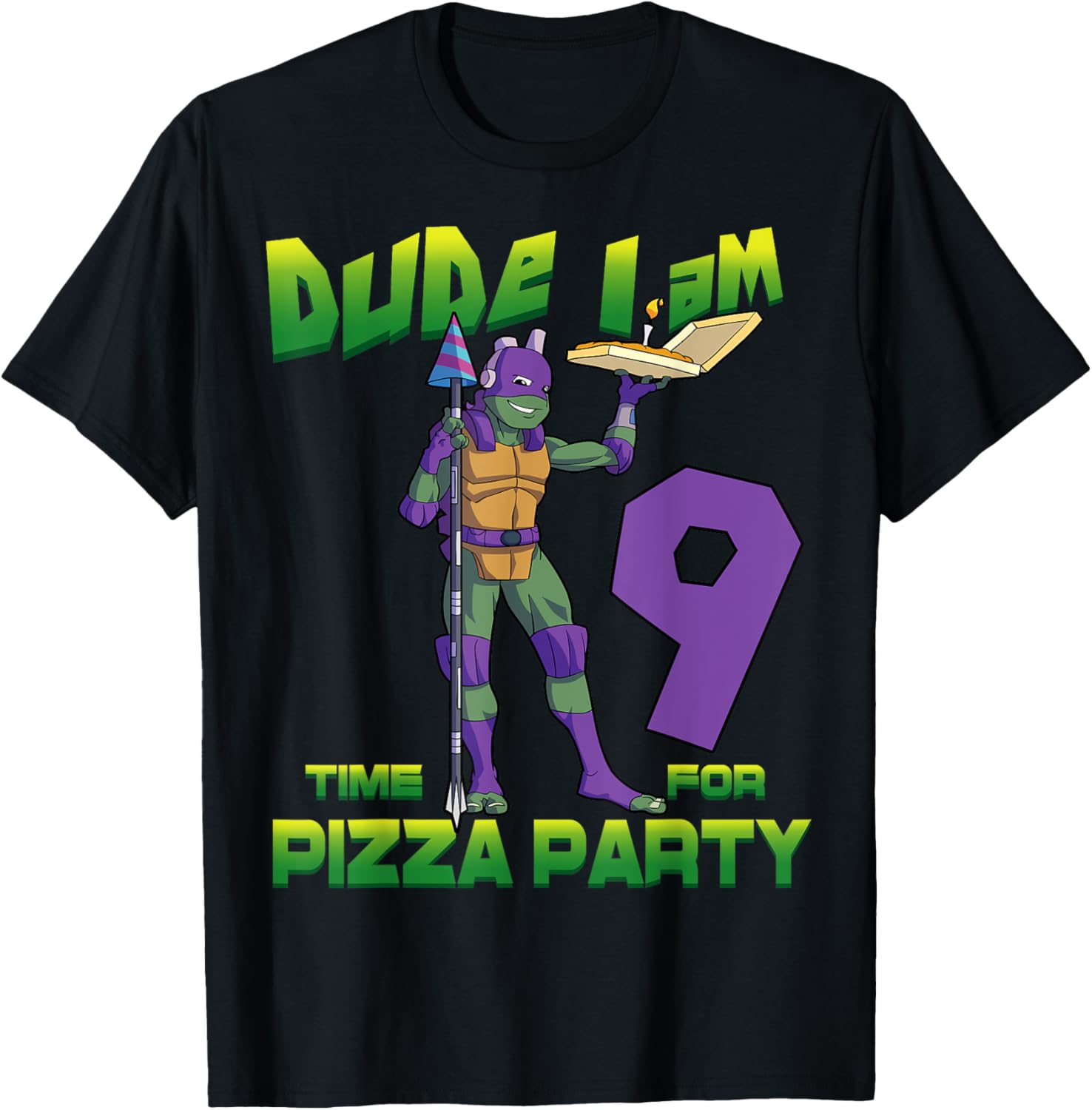 TMNT Birthday T-Shirt for Kids - Dude I am 9 Years Old Donnie Style - 15