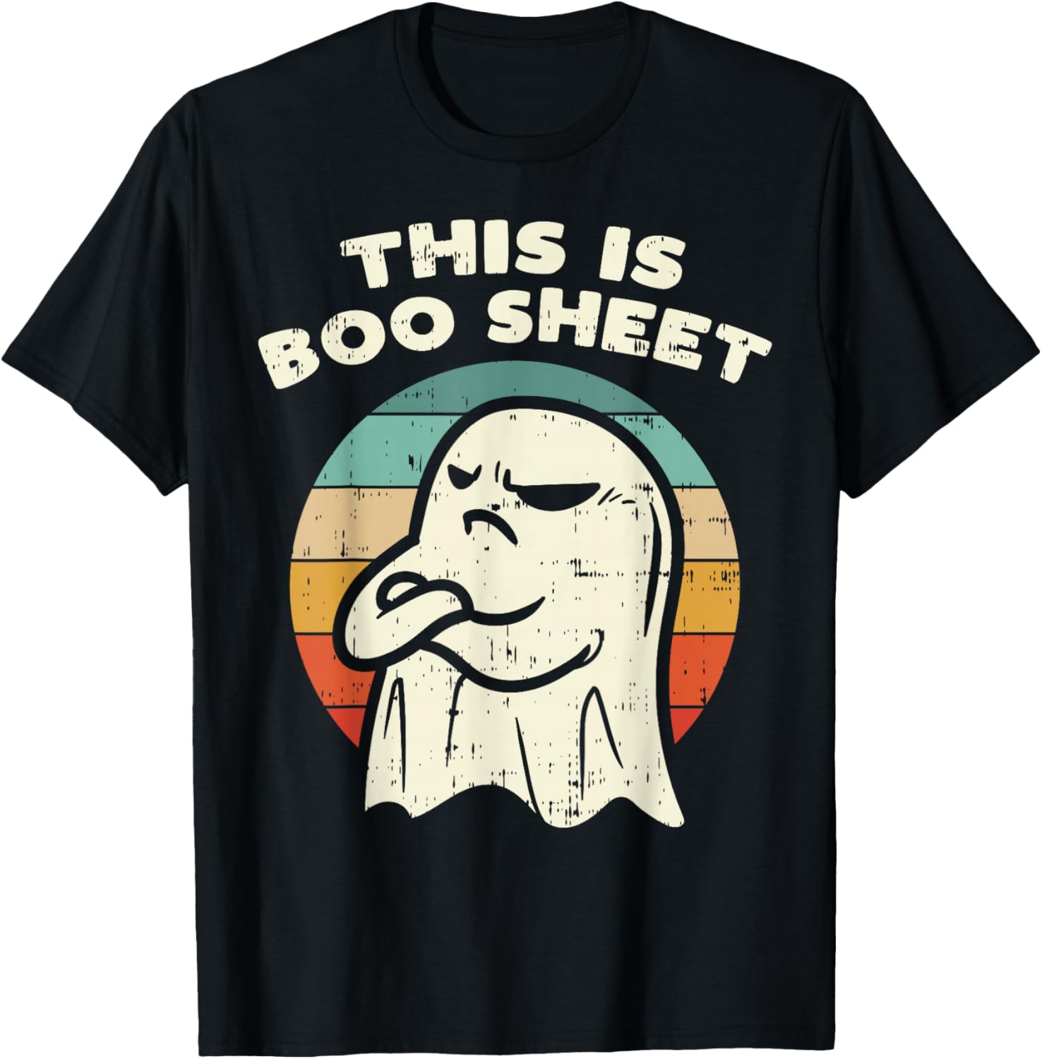 Boo Sheet Ghost Retro Halloween T-Shirt for Men and Women Fun Costume - 1