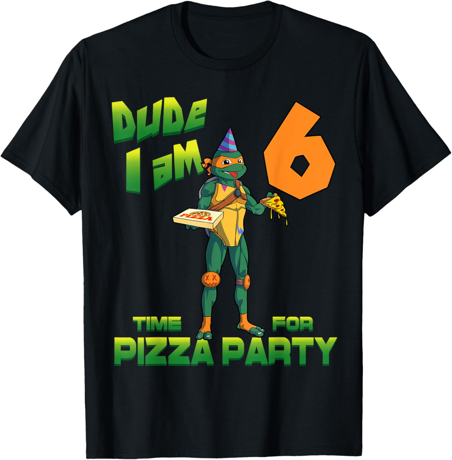 Mademark TMNT Michelangelo Pizza Birthday T-Shirt for 6 Year Olds - 11