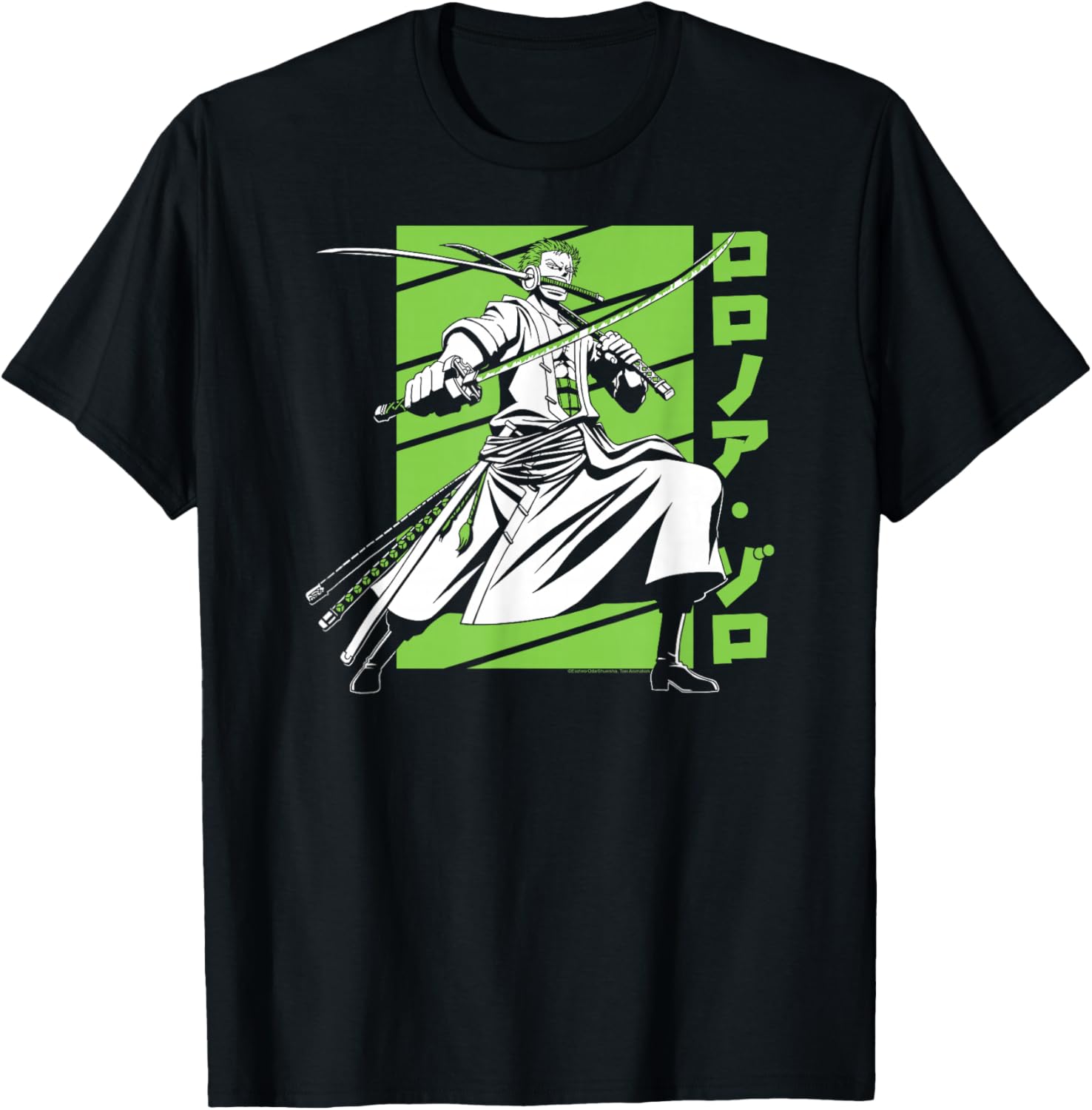 Roronoa Zoro One Piece Anime T-Shirt in White and Green for Fans - 1