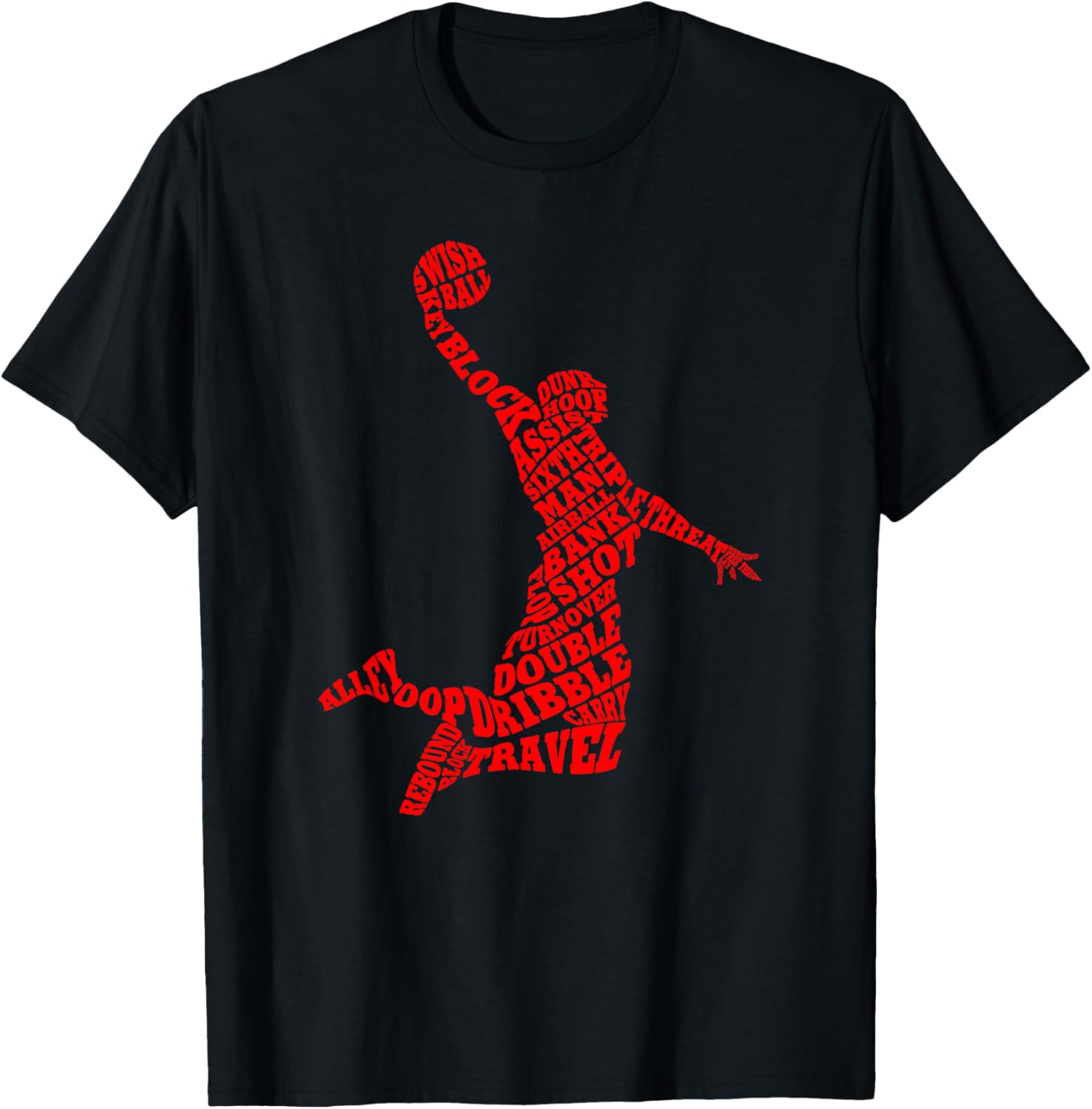 Basketball Player Typography Word Art T-Shirt for Sports Lovers - 1