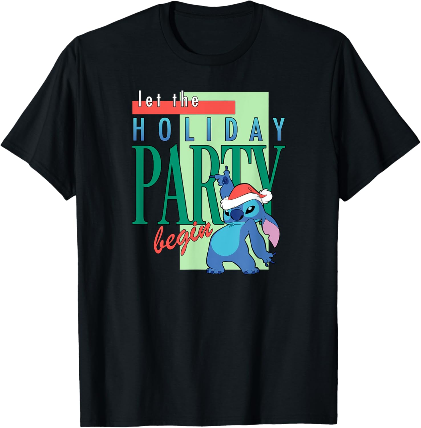 Festive Amazon Essentials Stitch Santa Let The Holiday Party Begin T-Shirt - 1