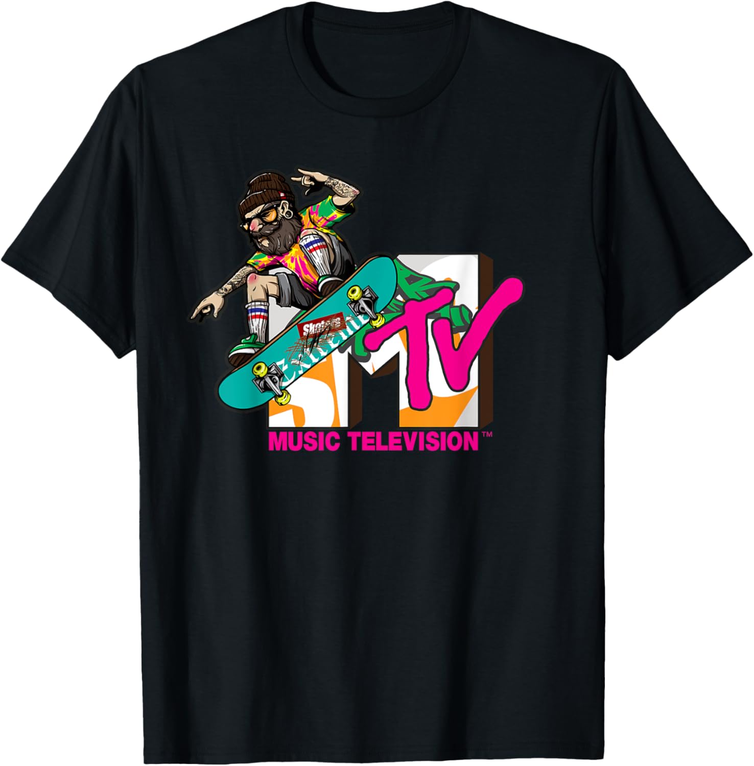 Mademark x MTV Hipster Skater T-Shirt - Trendy Logo Graphic Tee - 11