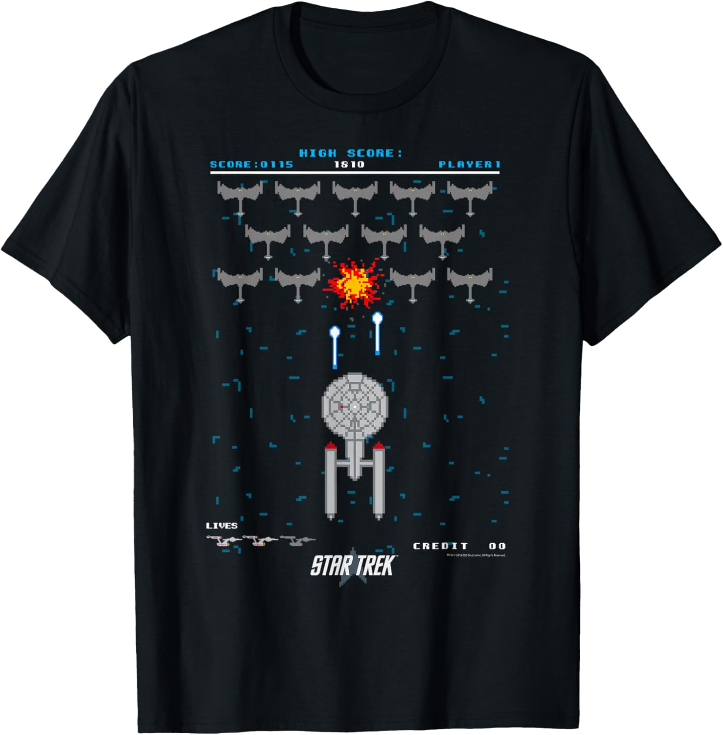 Star Trek Original Series Pixel Space Battle T-Shirt for Fans - 8