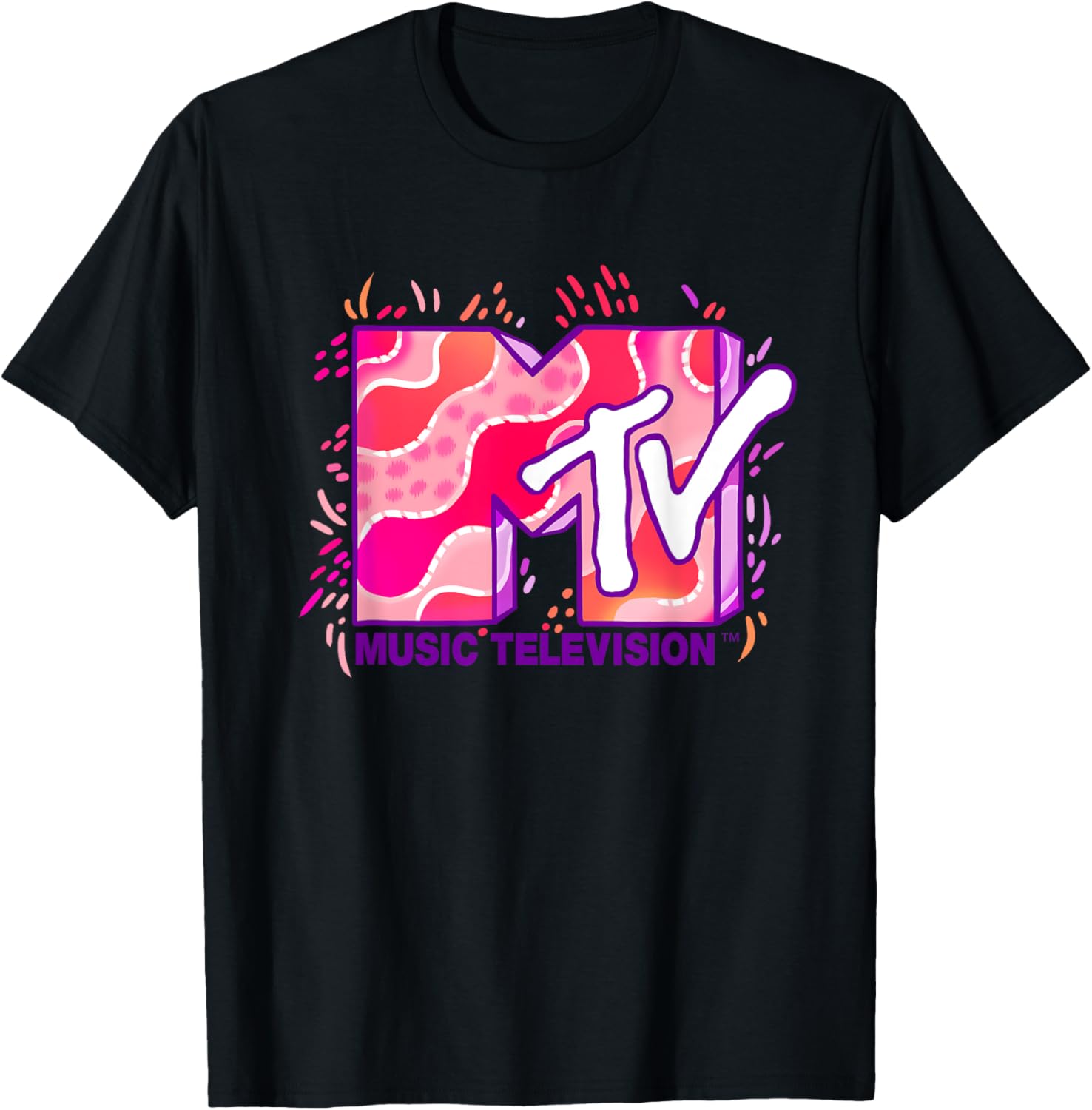 Mademark x MTV Funky Pink and Purple Waves Logo T-Shirt for Cool Style - 3