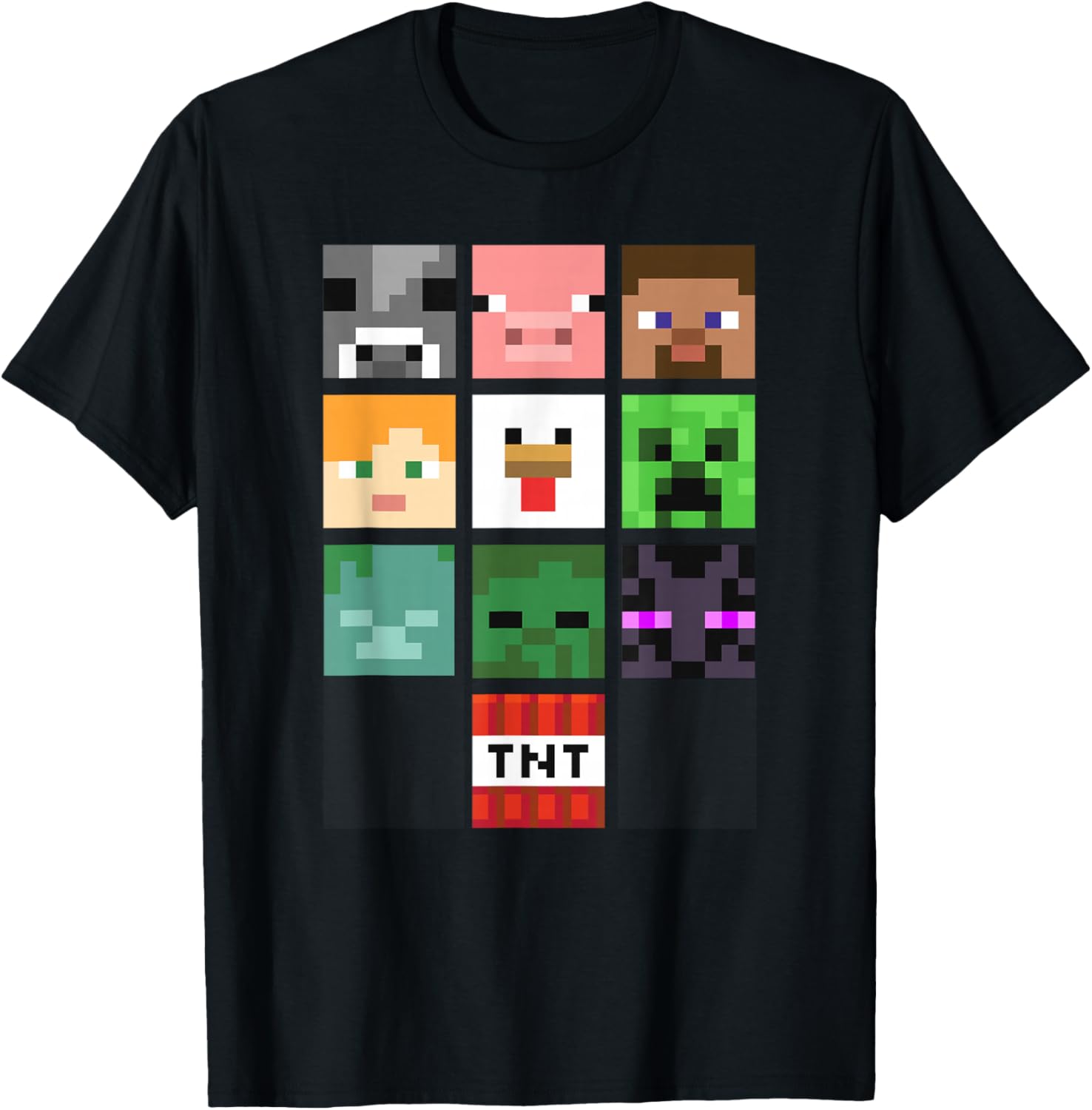Minecraft Group Shot Faces Collage T-Shirt Fun Gaming Apparel - 8