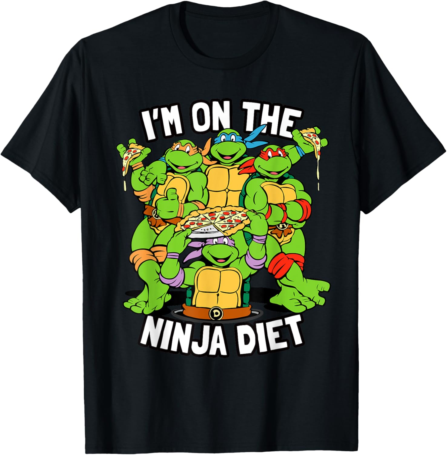 Mademark TMNT Pizza T-Shirt I'm on the Ninja Diet Fun Graphic Tee - 10