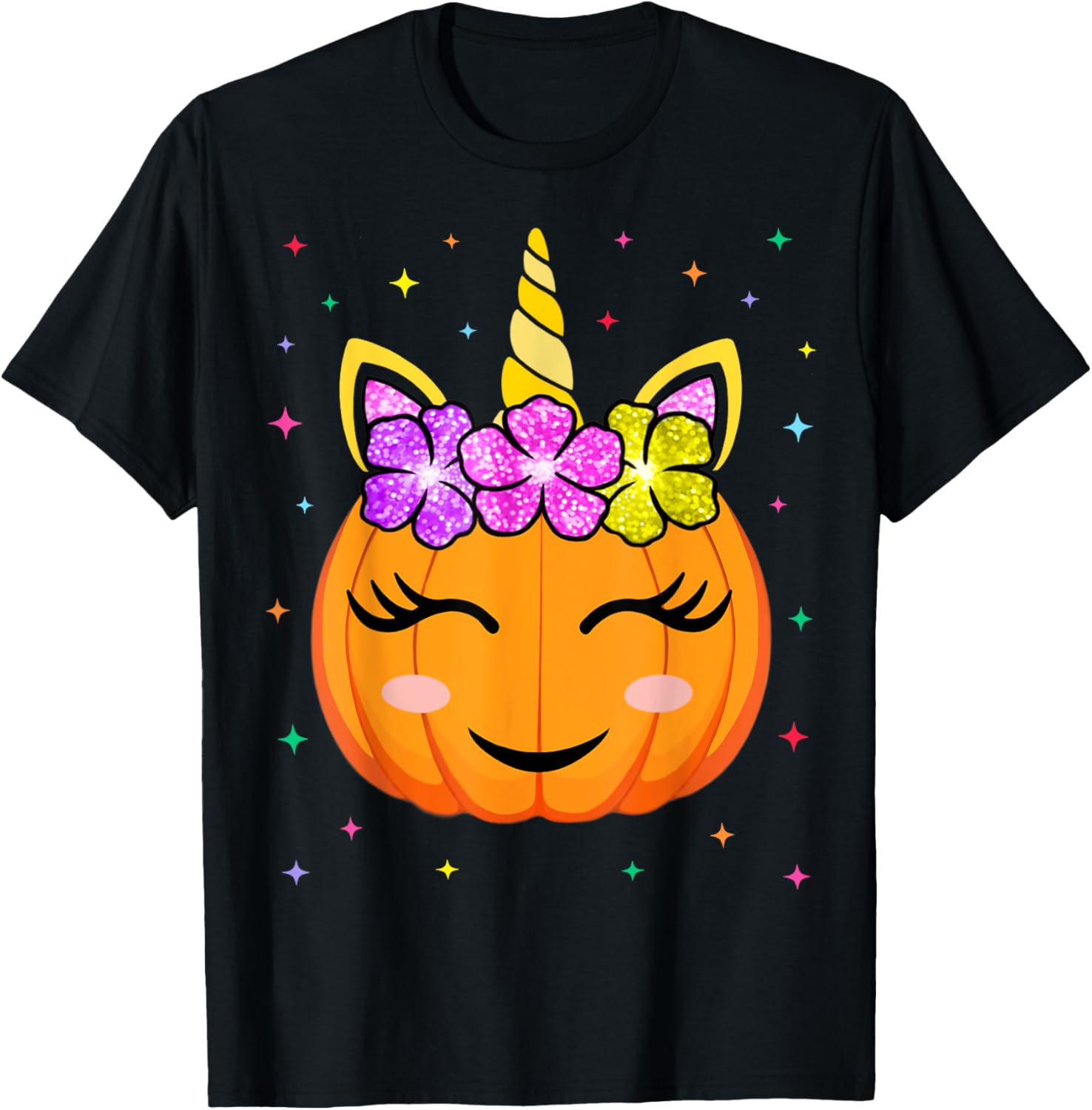 Cute Unicorn Pumpkin Halloween T-Shirt for Girls - Fun Kids Costume - 9