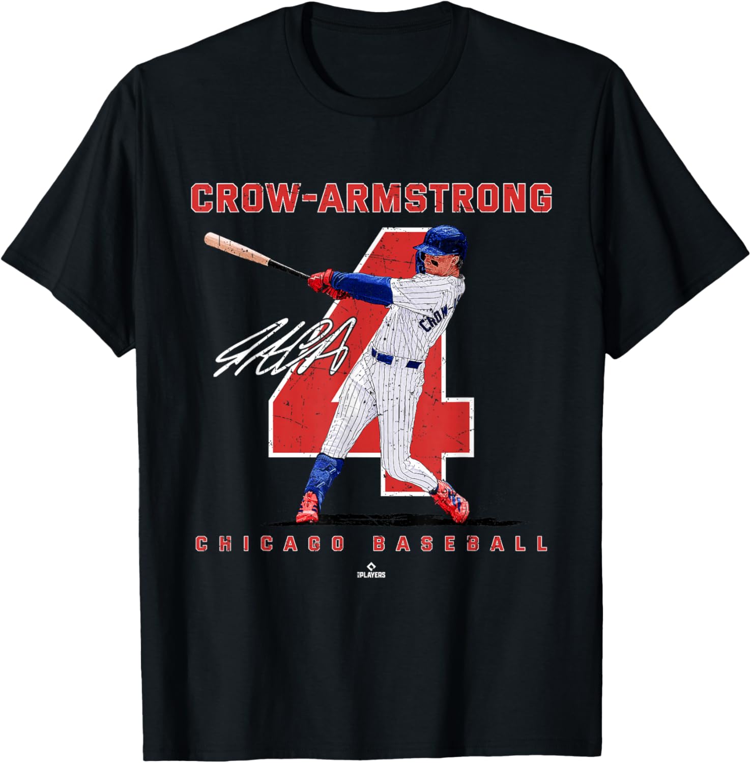 Pete Crow Armstrong Chicago Baseball T-Shirt MLBPA Number and Portrait Design - 1