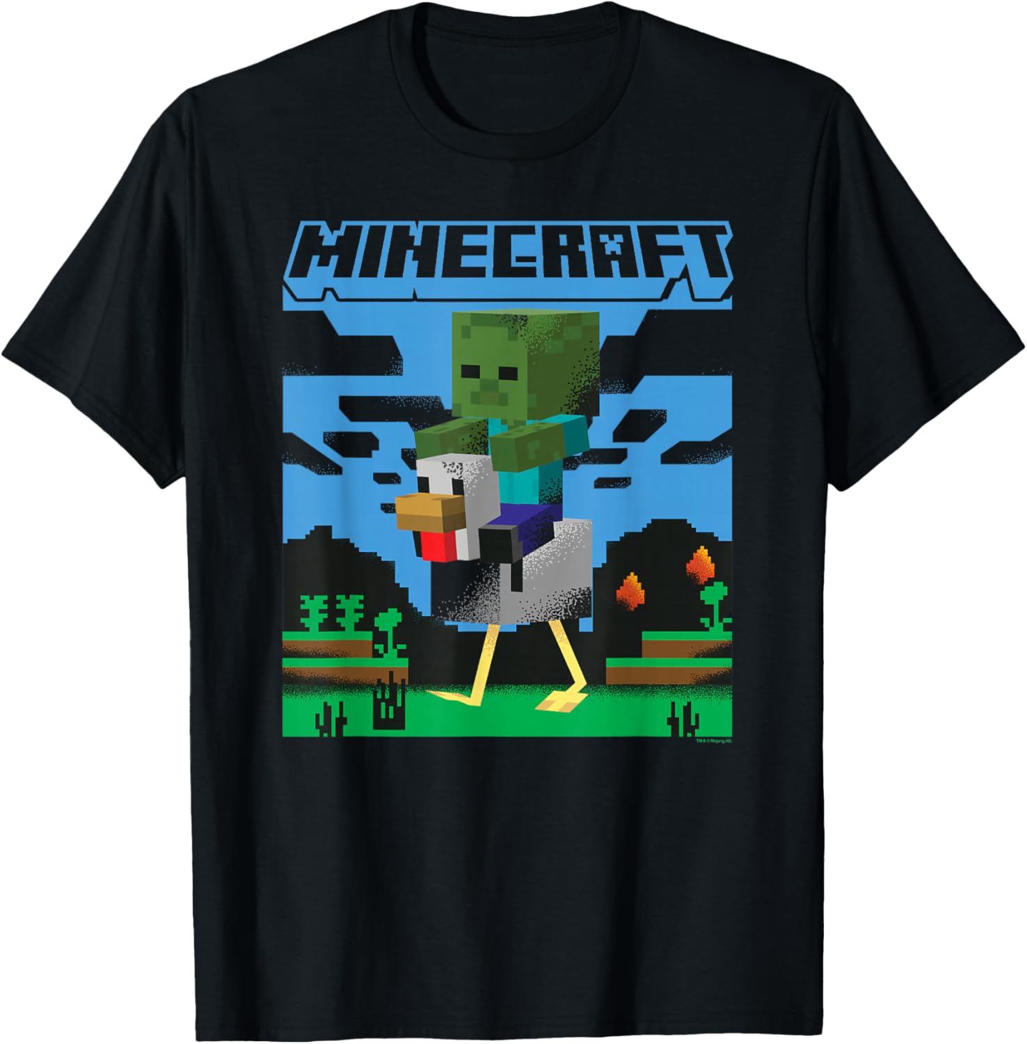 Minecraft Chicken Jockey Day Walk Poster T-Shirt for Gamers and Fans - 5