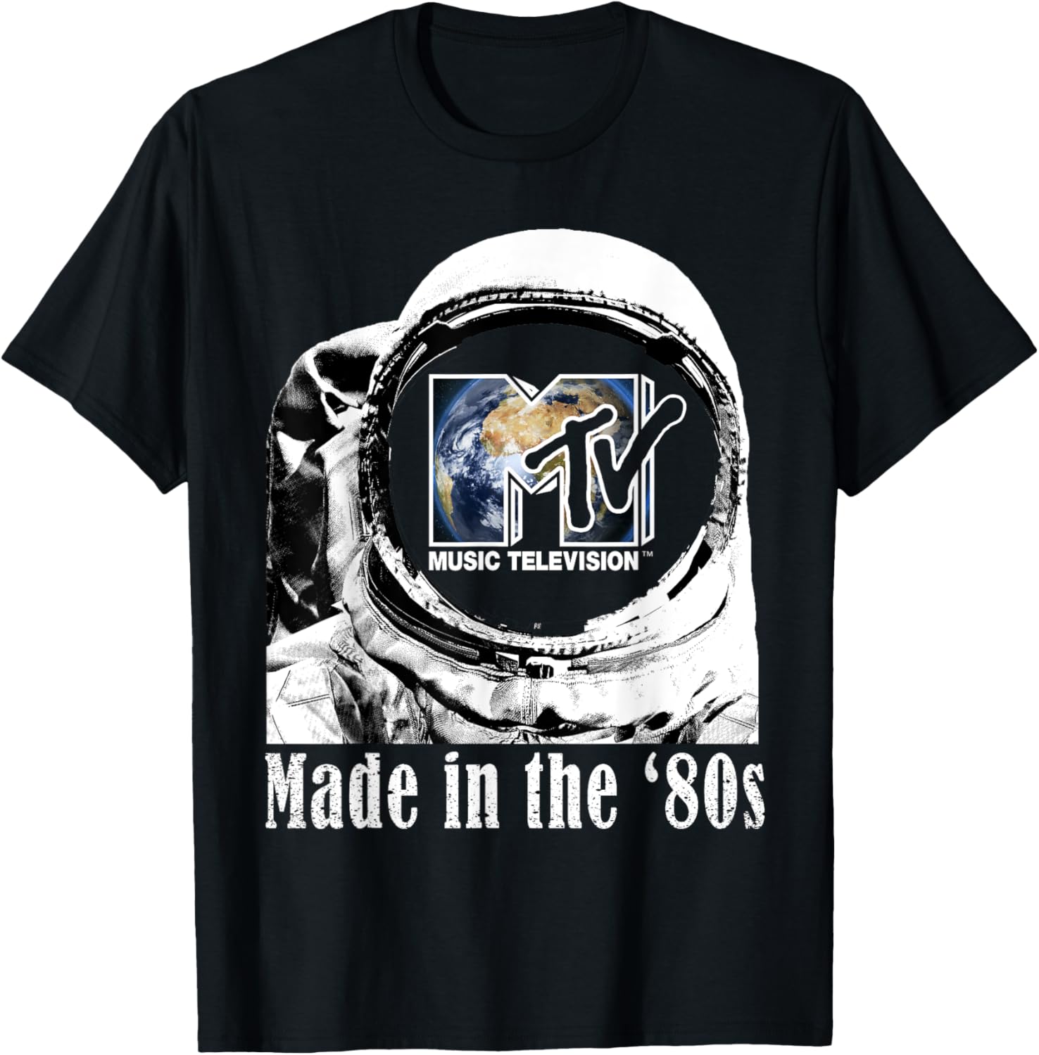 Mademark x MTV 80s Astronaut T-Shirt with Earth Logo for Retro Vibes - 4