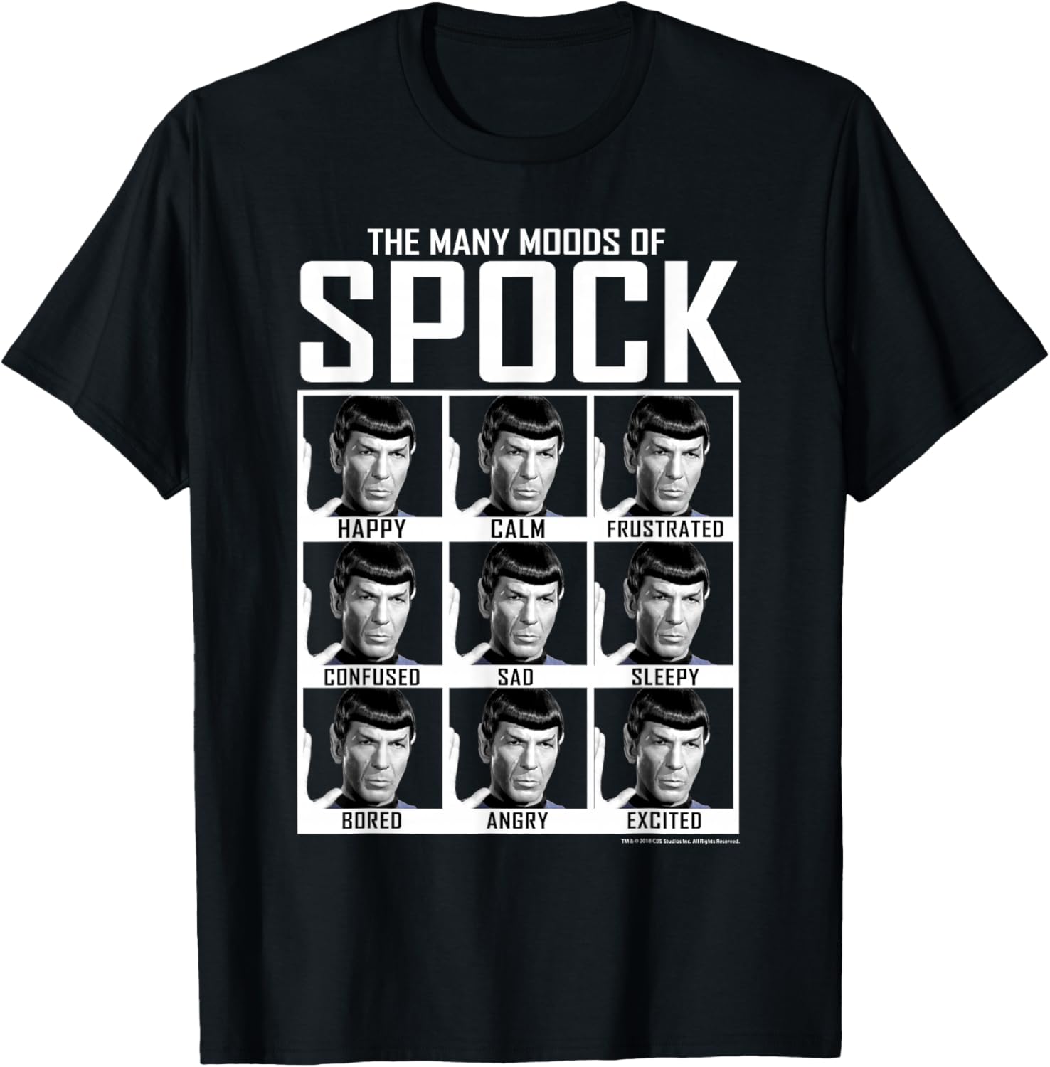 Star Trek Spock Moods Textbook T-Shirt for Fans of Classic Sci-Fi Fashion - 4